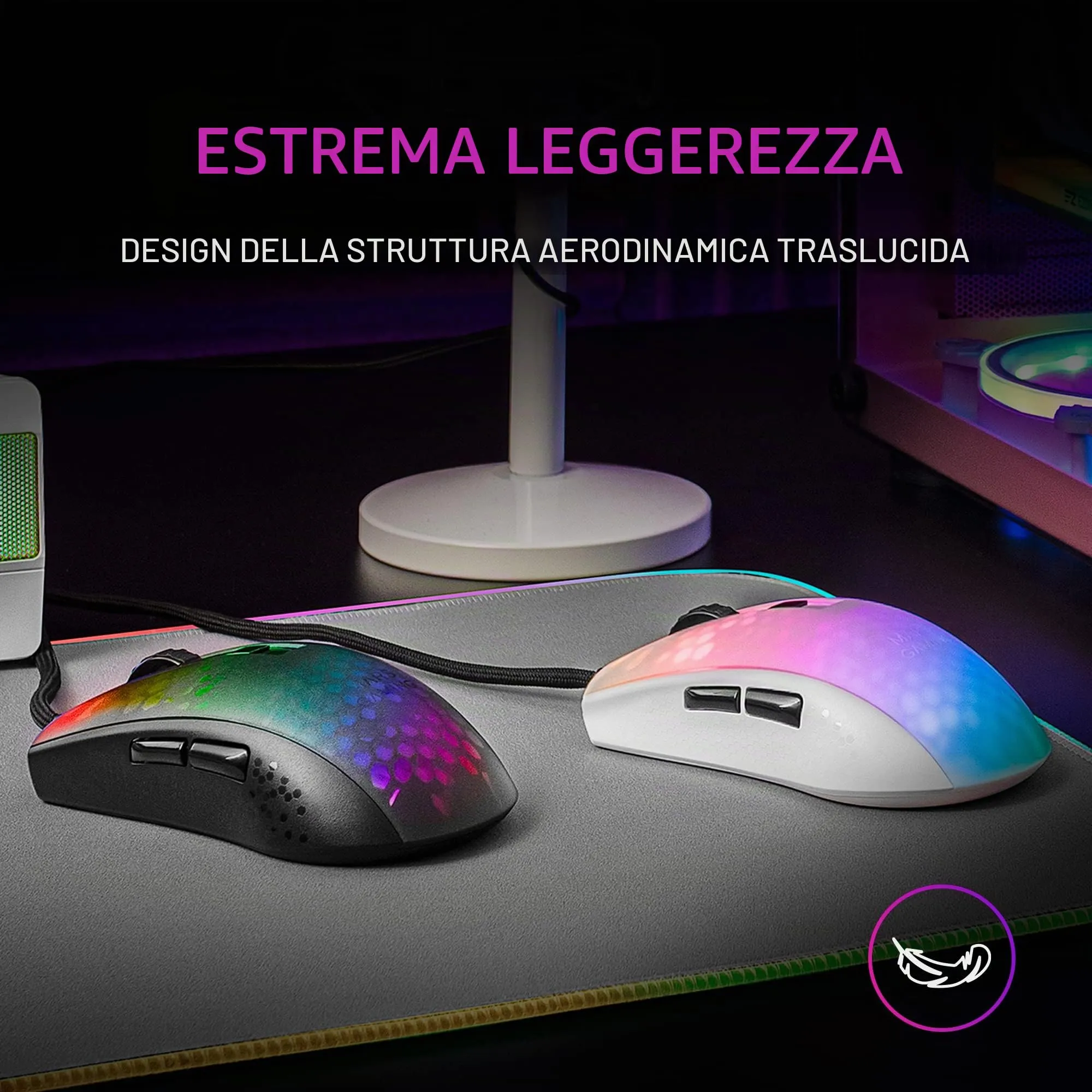 Mars Gaming MMR RGB Chroma Gaming Mouse, Ultra-lightweight 58g, 12800 DPI, Huano Mechanical Switches, White - immagine 2