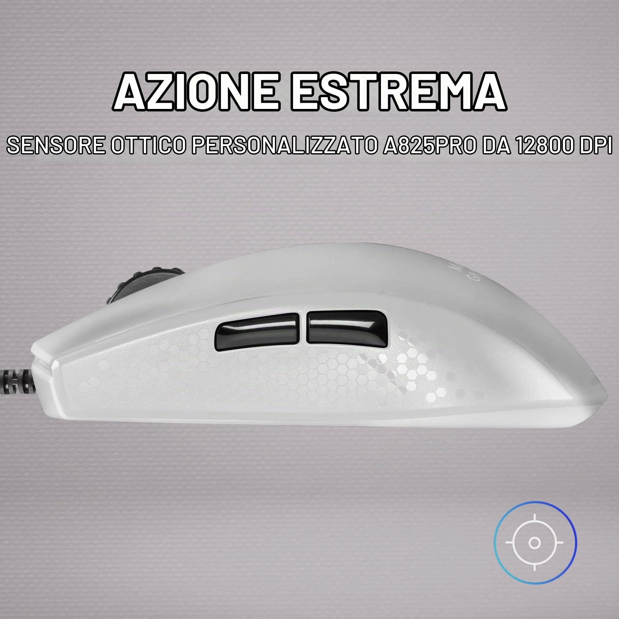 Mars Gaming MMR RGB Chroma Gaming Mouse, Ultra-lightweight 58g, 12800 DPI, Huano Mechanical Switches, White - immagine 5