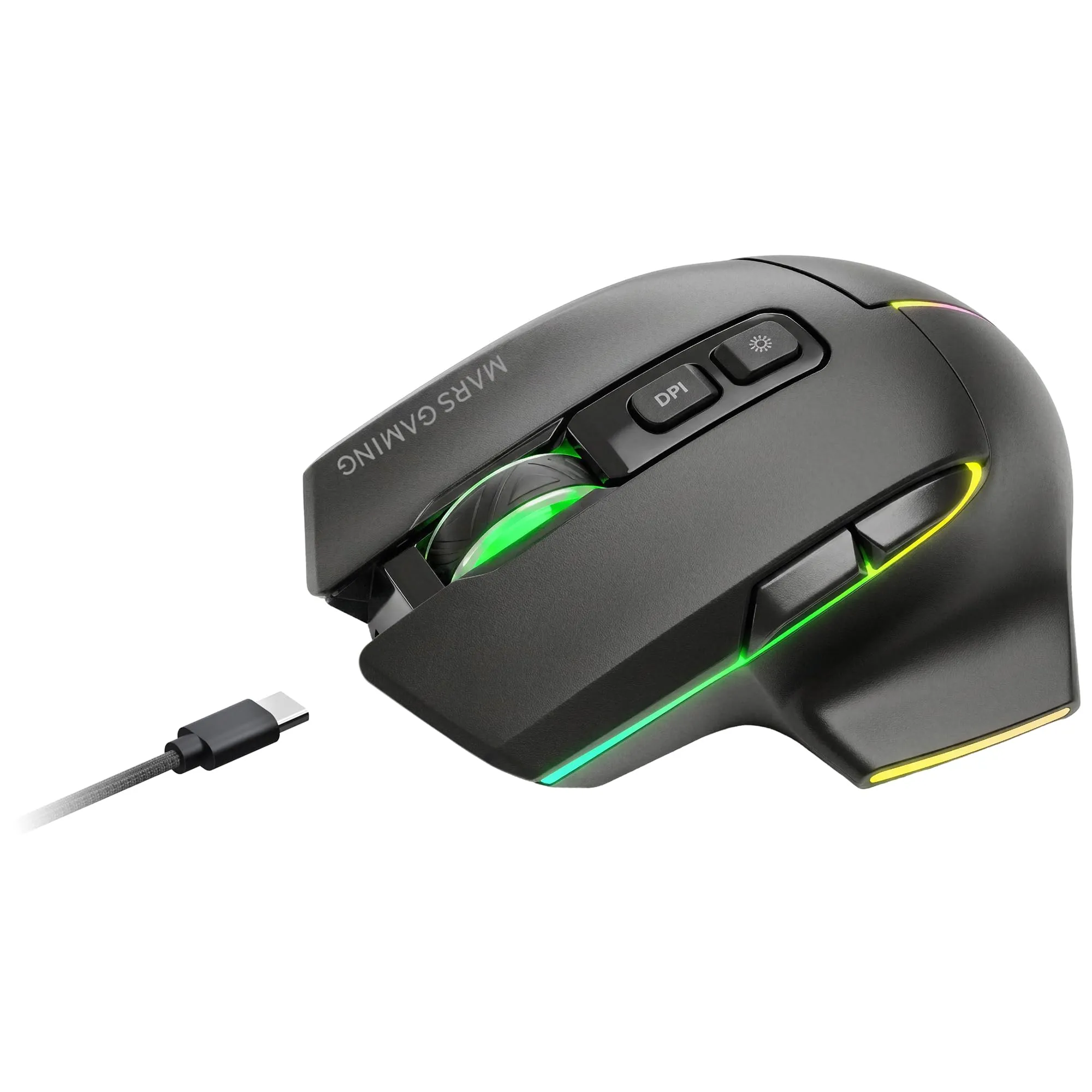 Mars Gaming MMW-VECTOR Wireless Gaming Mouse, Tri-mode Bluetooth 5.4, 2.4G, USB-C, 12000 DPI Optical Sensor, Huano Switches, RGB Chroma, Black - immagine 1