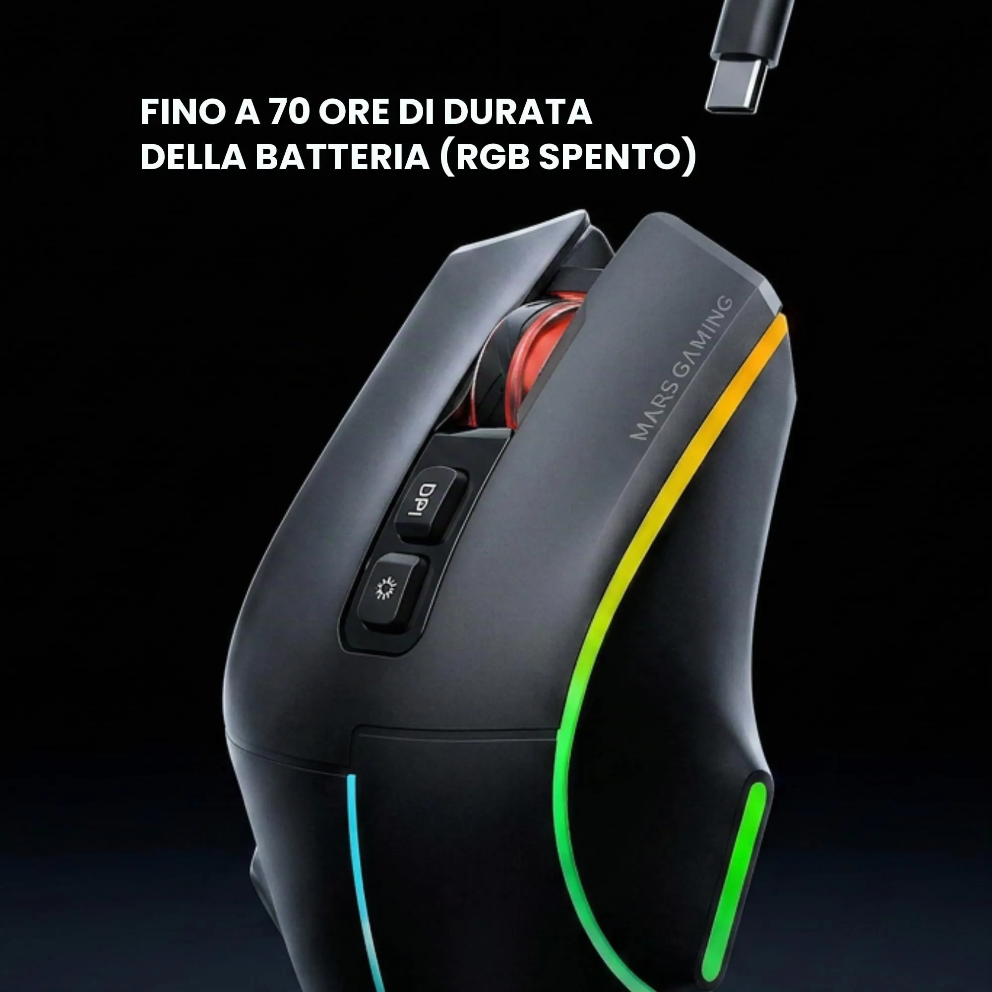 Mars Gaming MMW-VECTOR Wireless Gaming Mouse, Tri-mode Bluetooth 5.4, 2.4G, USB-C, 12000 DPI Optical Sensor, Huano Switches, RGB Chroma, Black - immagine 8
