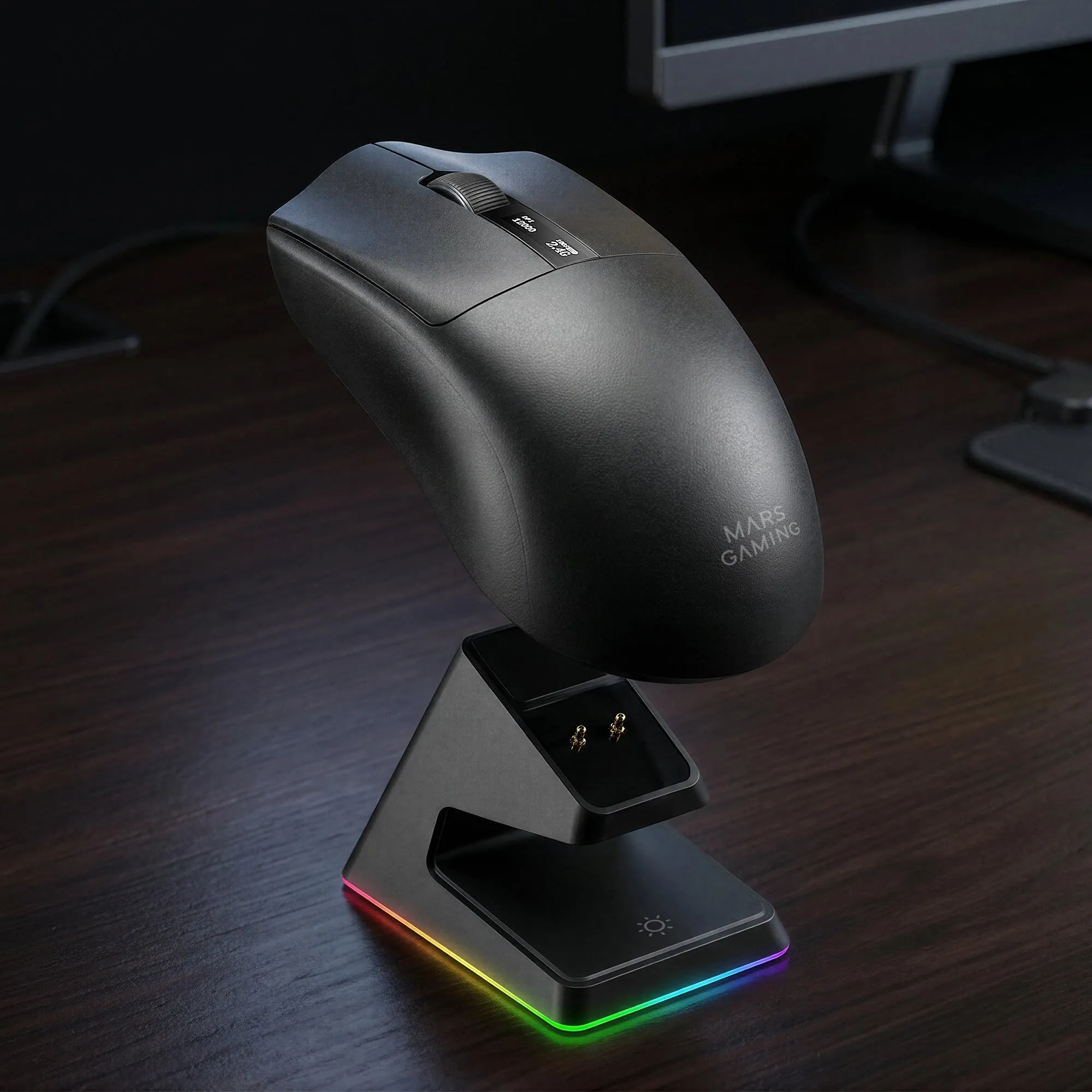 Mars Gaming MMW-ELITE Wireless Gaming Mouse, Bluetooth 5.4 + 2.4G + Cable, PixArt PAW3311PRO 20000 DPI, 69g, 6 Buttons, OLED Screen, RGB Magnetic Charging Base, Black - immagine 6