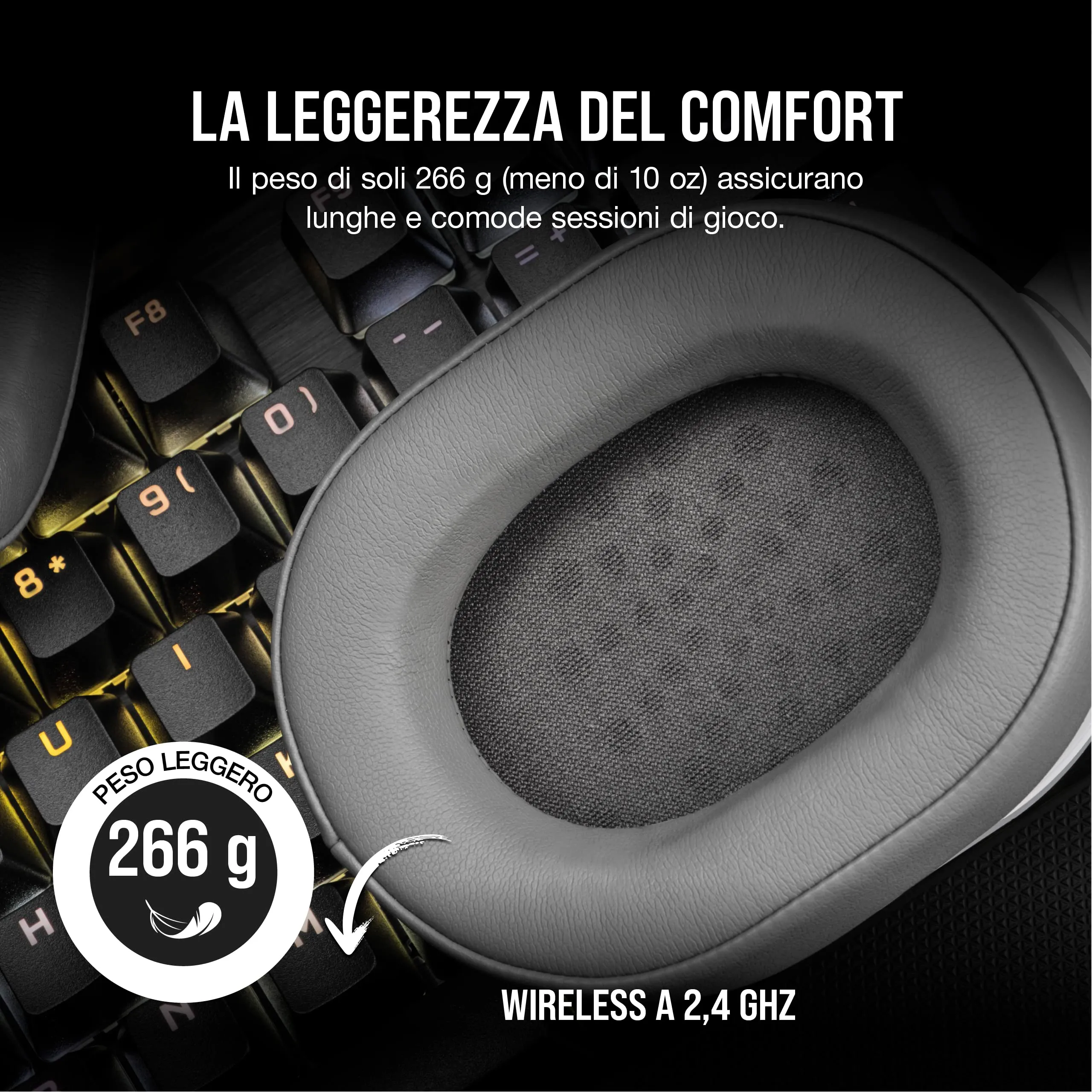 Corsair HS55 Wireless Cuffia Gaming con Microfono - Bianco - immagine 5