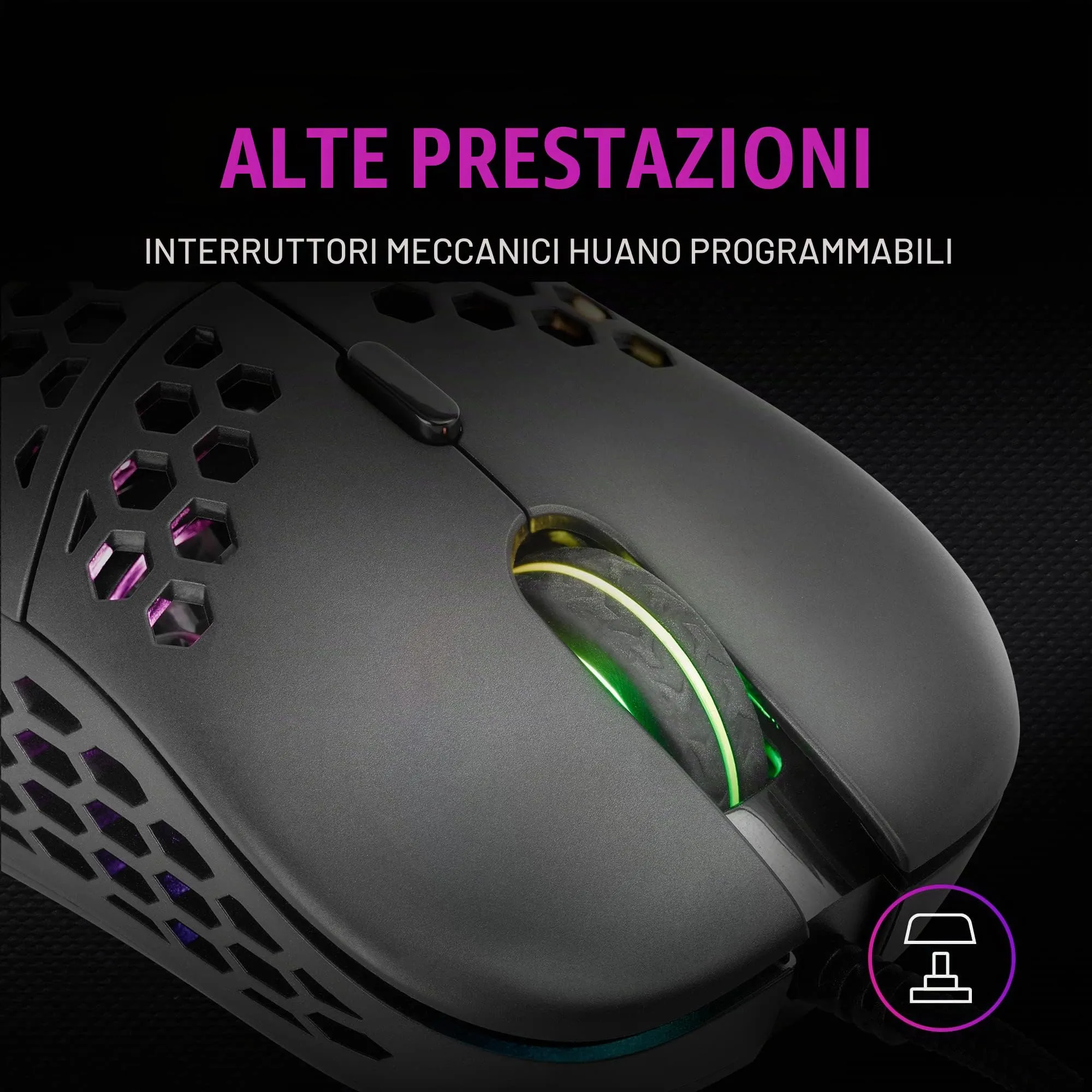 Mars Gaming MM55 RGB Chroma Gaming Mouse, 12800 DPI, Huano Mechanical Switches, Black - immagine 4