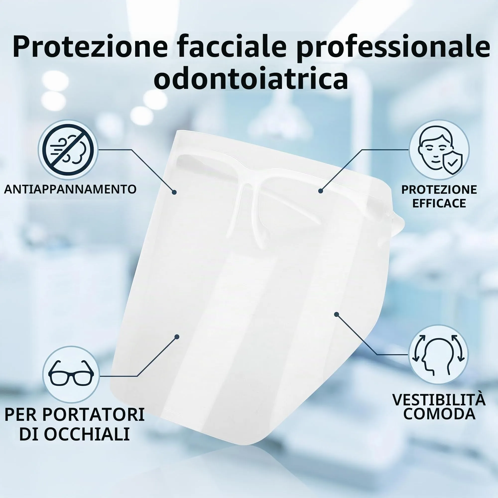 Cocoarm Visiera Dentale Antiappannamento Riutilizzabile con Telaio, 10 Pezzi - immagine 4