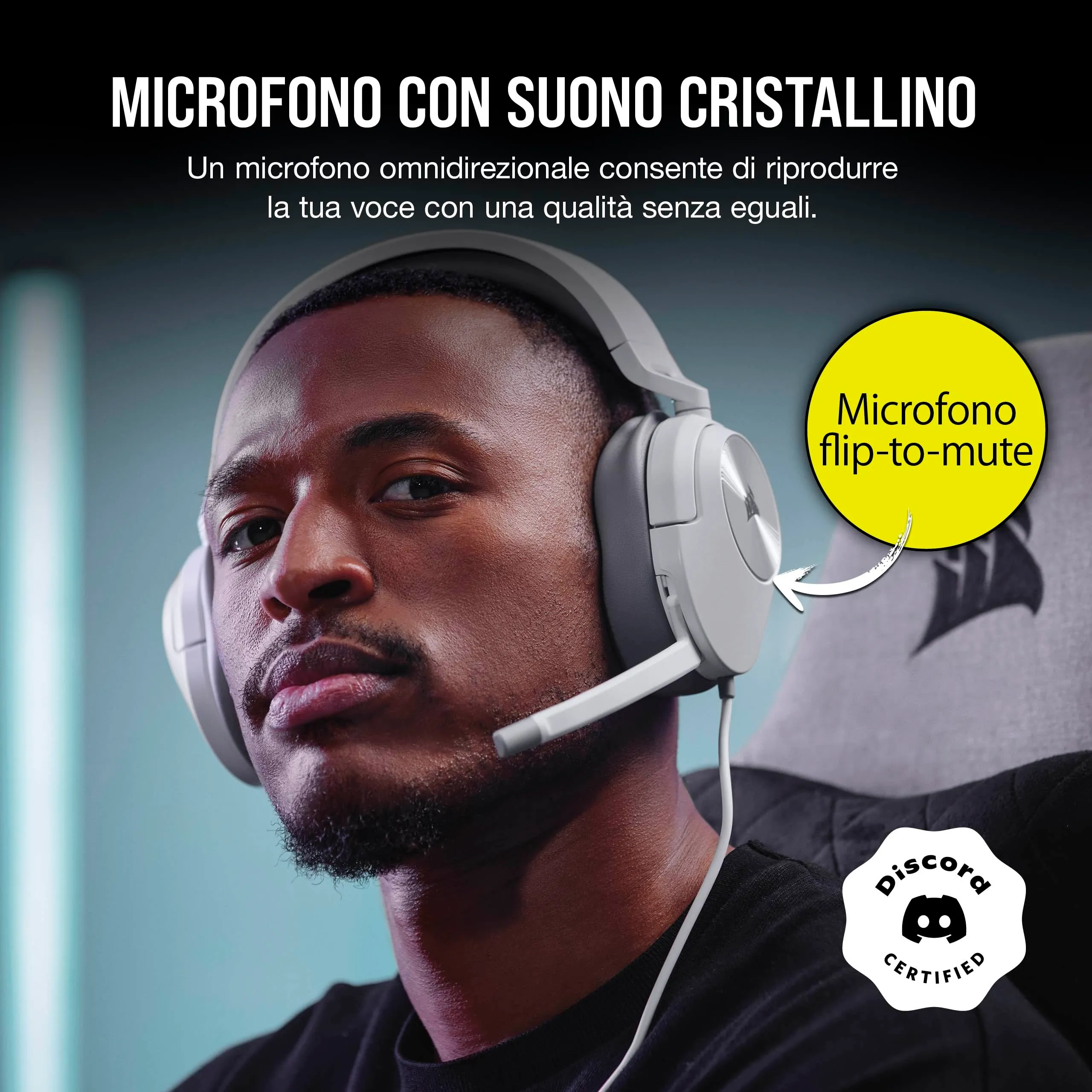 Corsair HS55 Stereo Cuffie da Gioco Cablate con Microfono - Bianco - immagine 3
