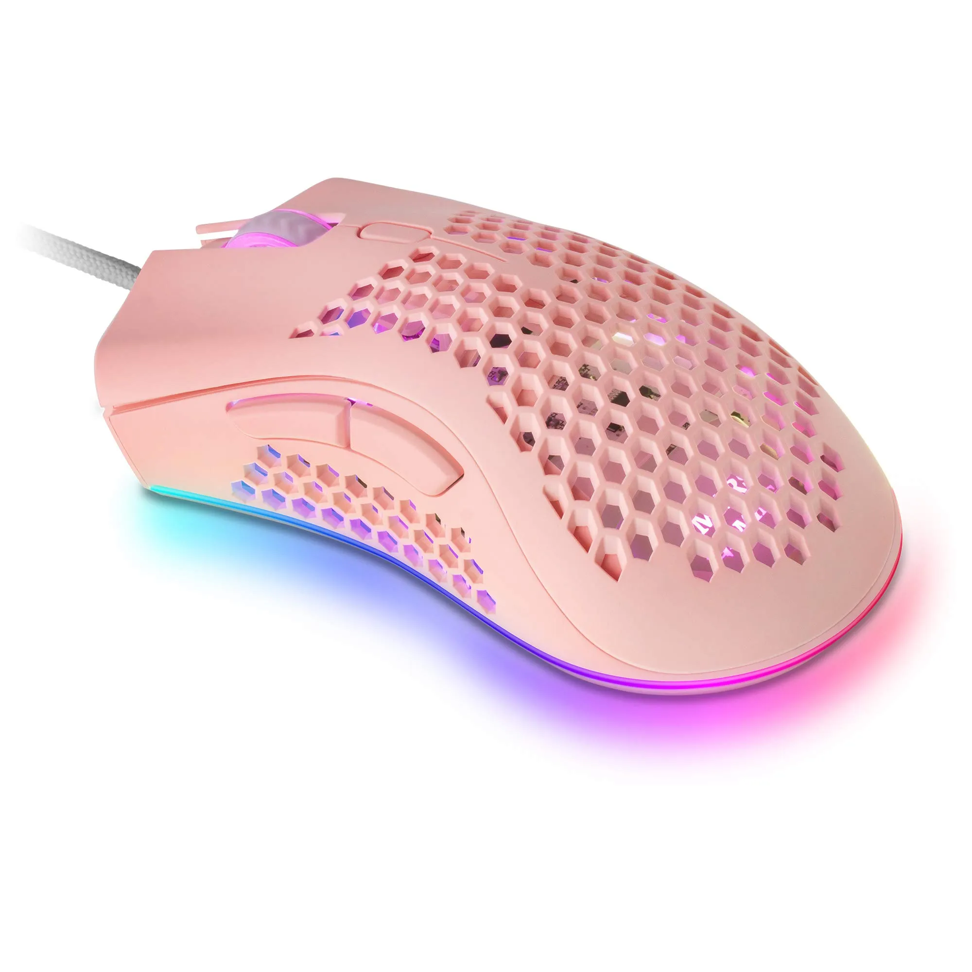 Mars Gaming MMEX Gaming Mouse, 32000 DPI, PixArt 3389PRO Sensor, Optical Switches, Hive Ultralight 75g, RGB Chroma, 7 Buttons, Pink - immagine 2