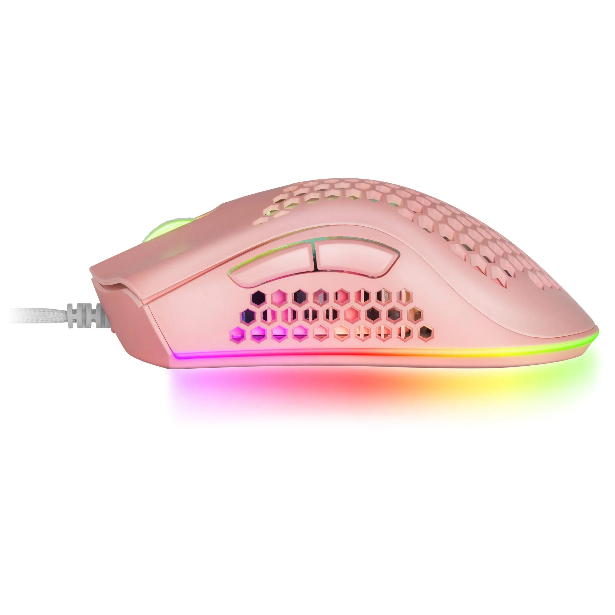 Mars Gaming MMEX Gaming Mouse, 32000 DPI, PixArt 3389PRO Sensor, Optical Switches, Hive Ultralight 75g, RGB Chroma, 7 Buttons, Pink - immagine 3