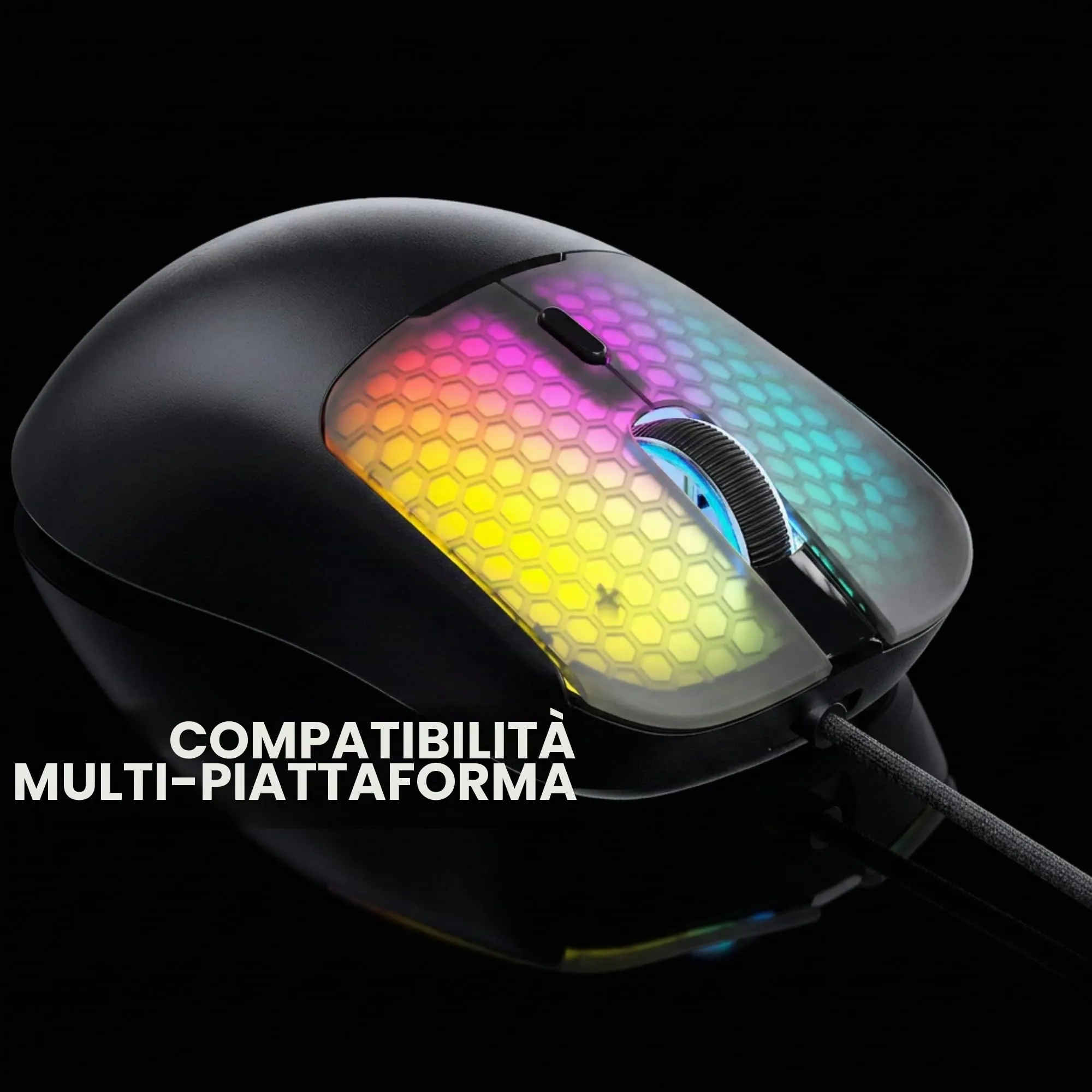Mars Gaming MM-VIPER Gaming Mouse Ultralight 56g, RGB Chroma, Sensore Ottico A825PRO 12800 DPI, Switch Meccanici HUANO, Nero - immagine 5