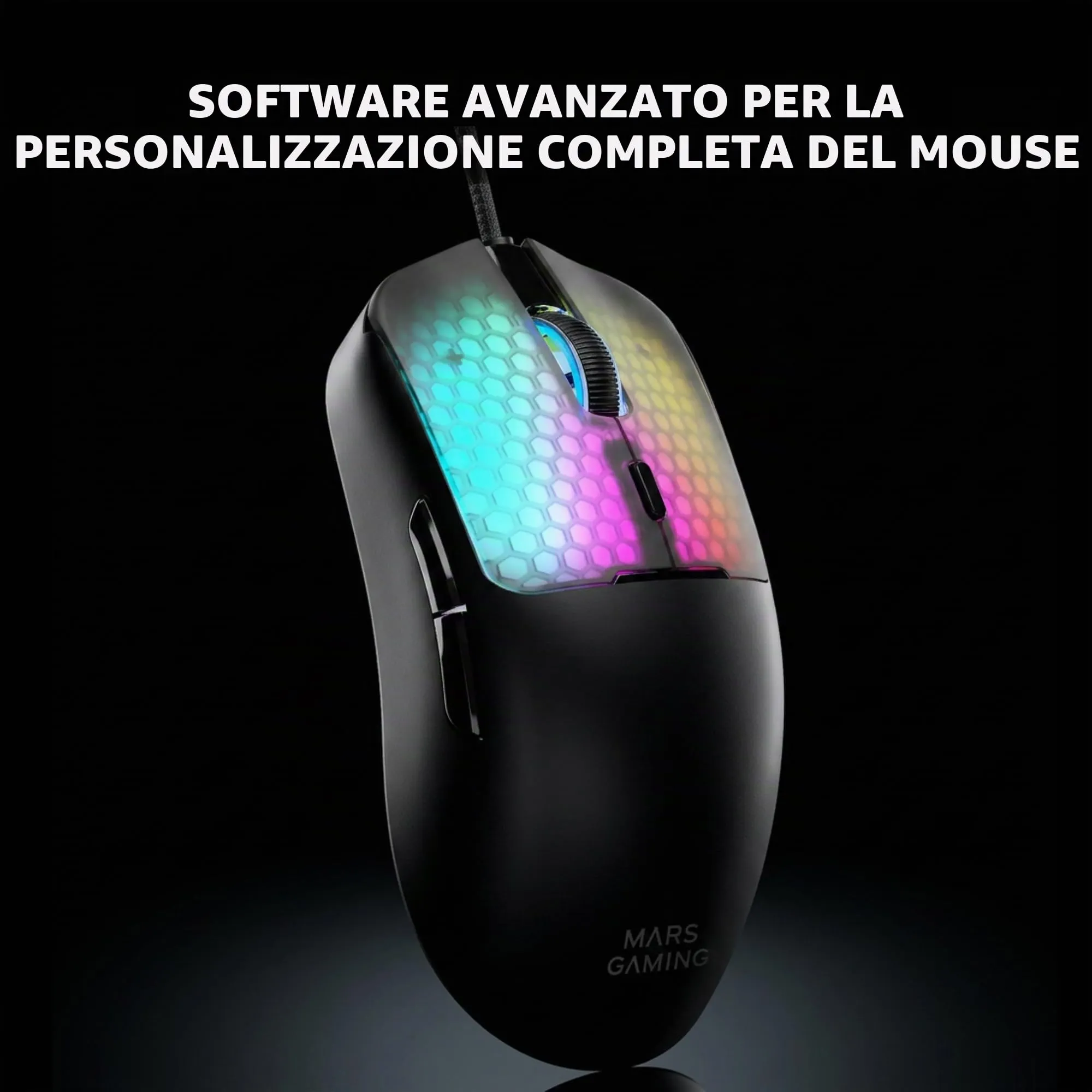 Mars Gaming MM-VIPER Gaming Mouse Ultralight 56g, RGB Chroma, Sensore Ottico A825PRO 12800 DPI, Switch Meccanici HUANO, Nero - immagine 6