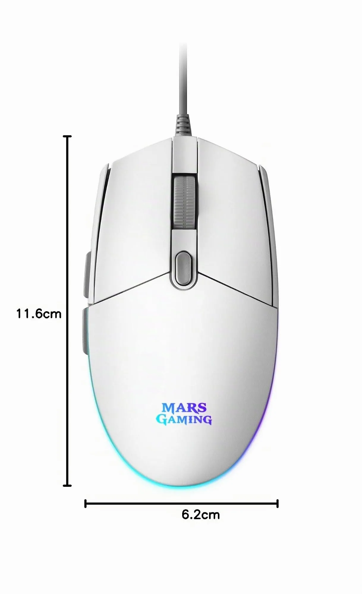 Mars Gaming MMG Mouse Gaming 3200 DPI RGB Flow Huano Mechanical Switches, Bianco - immagine 7