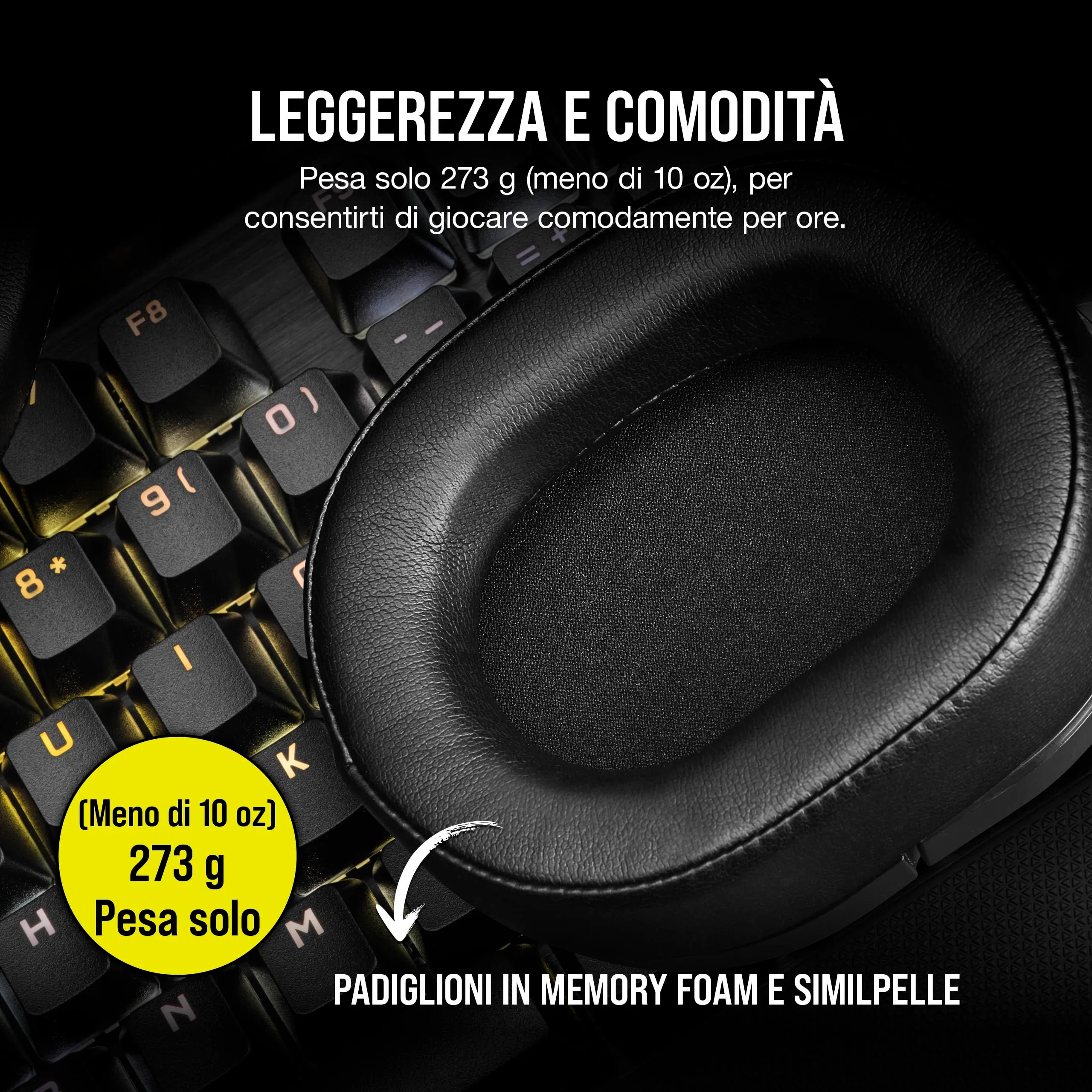 Corsair HS55 Surround Gaming Headset 7.1 Multiplatform - Carbonio - immagine 4