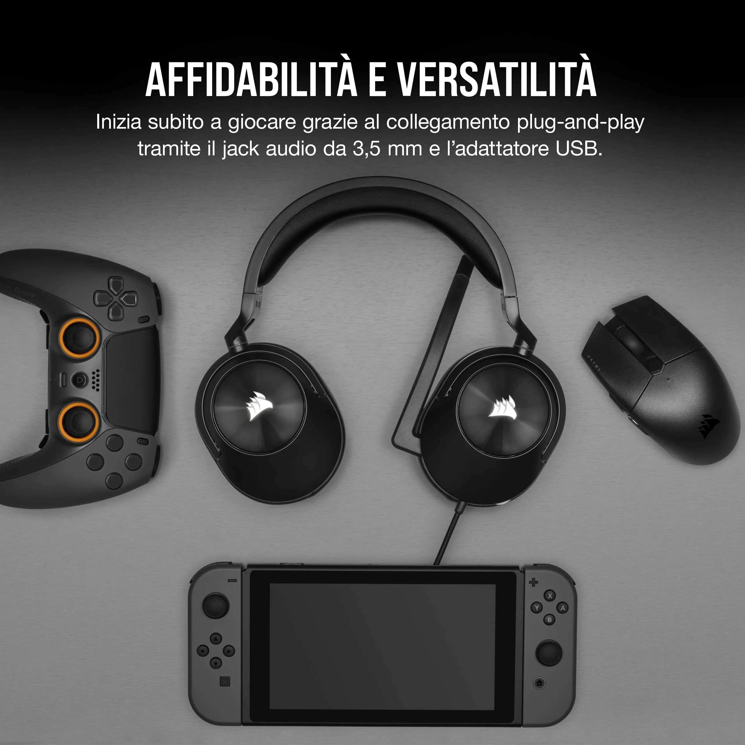 Corsair HS55 Surround Gaming Headset 7.1 Multiplatform - Carbonio - immagine 5