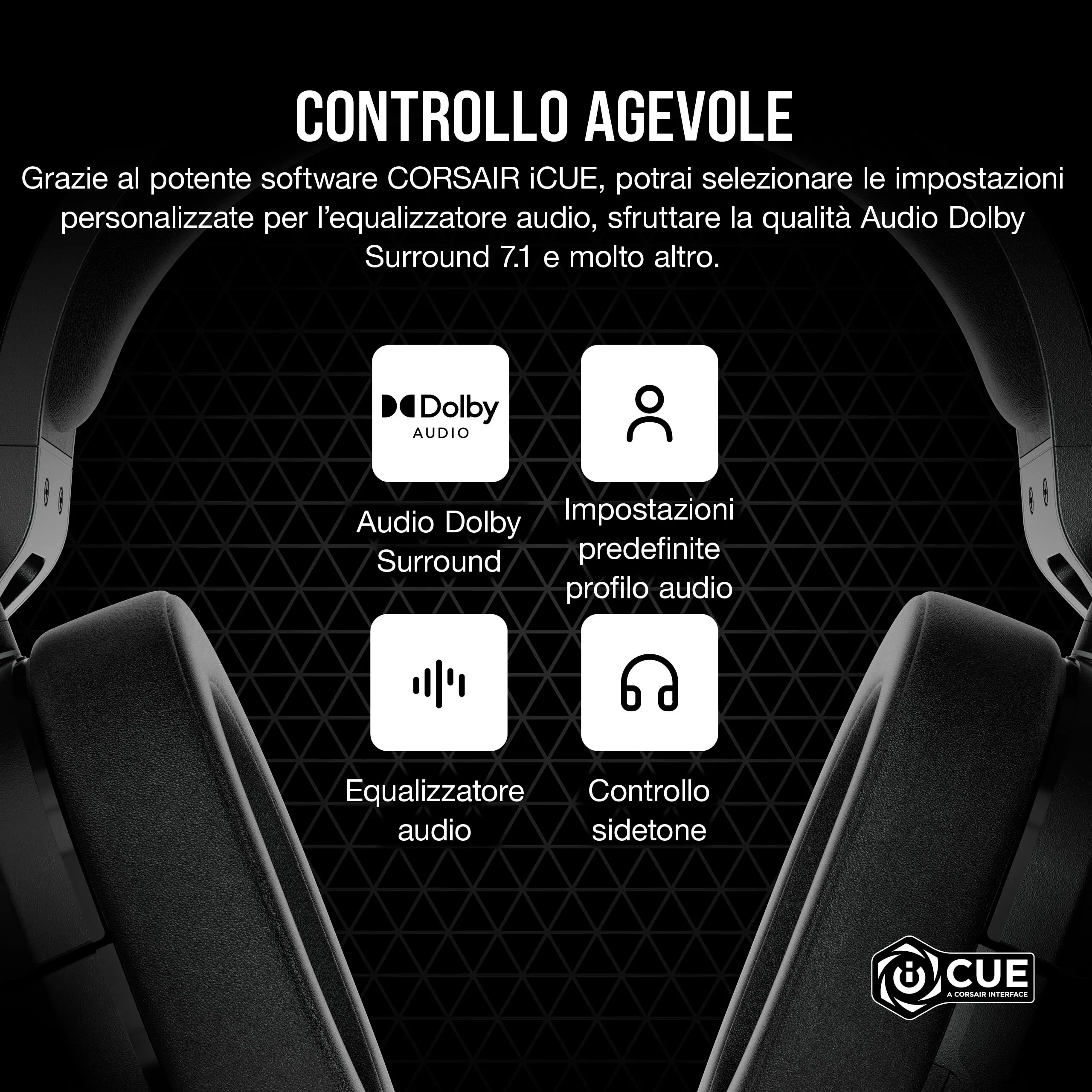 Corsair HS55 Surround Gaming Headset 7.1 Multiplatform - Carbonio - immagine 6