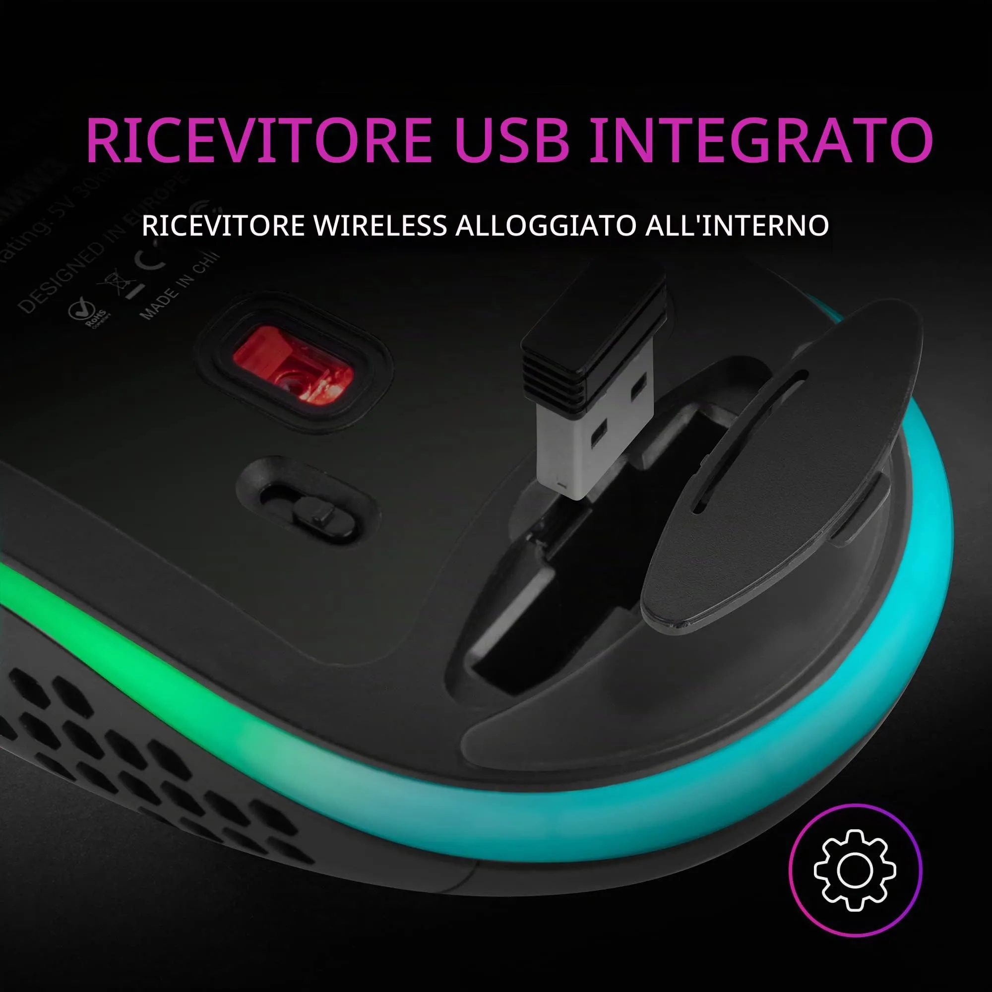 Mars Gaming MMW3 Wireless Gaming Mouse, RGB Flow, 79g, 3200 DPI, Nero - immagine 6