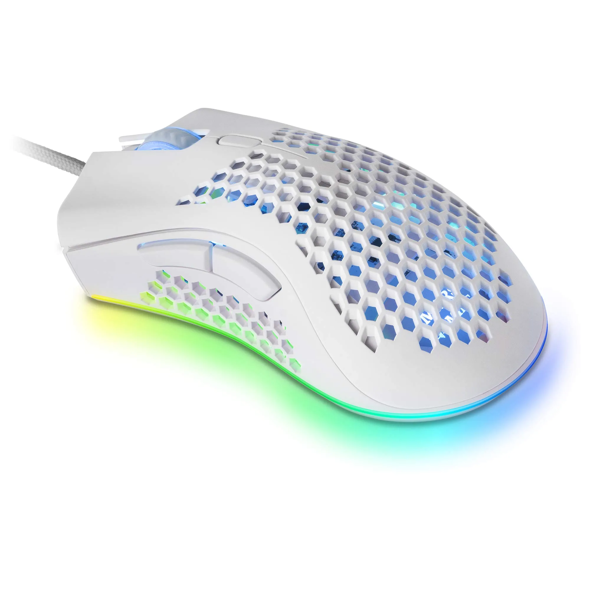 Mars Gaming MMEX Gaming Mouse, 32000 DPI PixArt 3389PRO Sensor, Optical Switches, Hive Ultralight 75g, RGB Chroma, 7 Buttons, White - immagine 2
