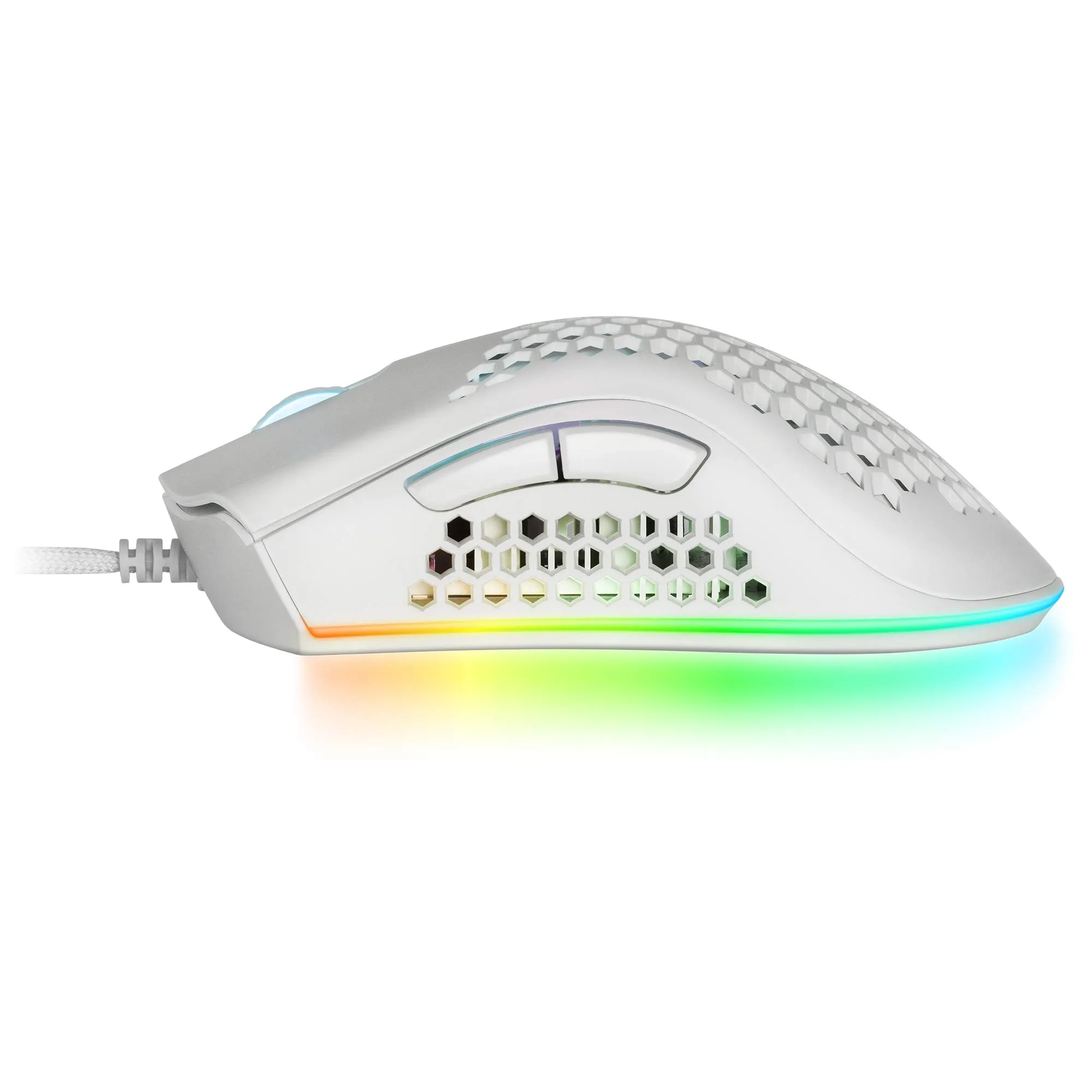 Mars Gaming MMEX Gaming Mouse, 32000 DPI PixArt 3389PRO Sensor, Optical Switches, Hive Ultralight 75g, RGB Chroma, 7 Buttons, White - immagine 3