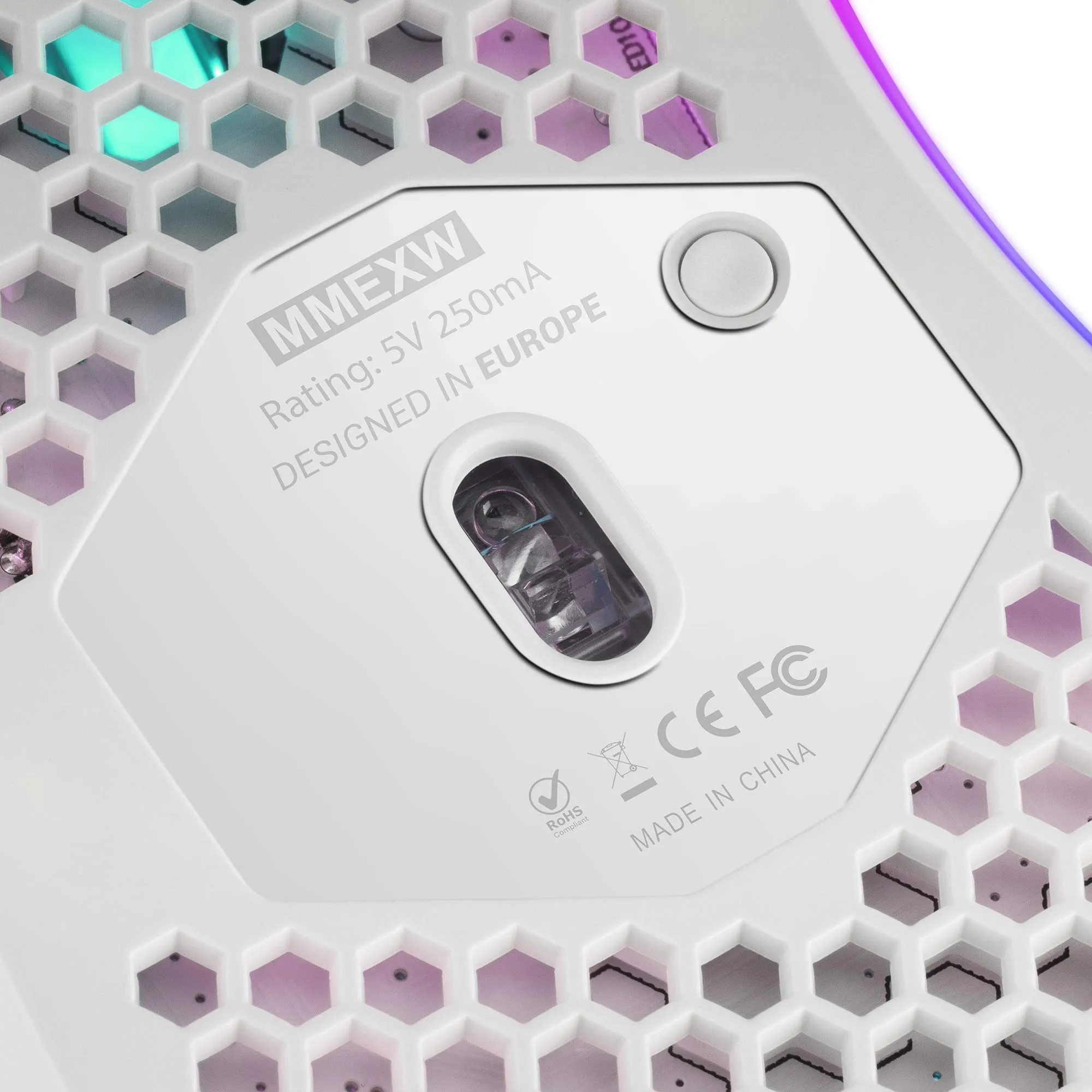 Mars Gaming MMEX Gaming Mouse, 32000 DPI PixArt 3389PRO Sensor, Optical Switches, Hive Ultralight 75g, RGB Chroma, 7 Buttons, White - immagine 6