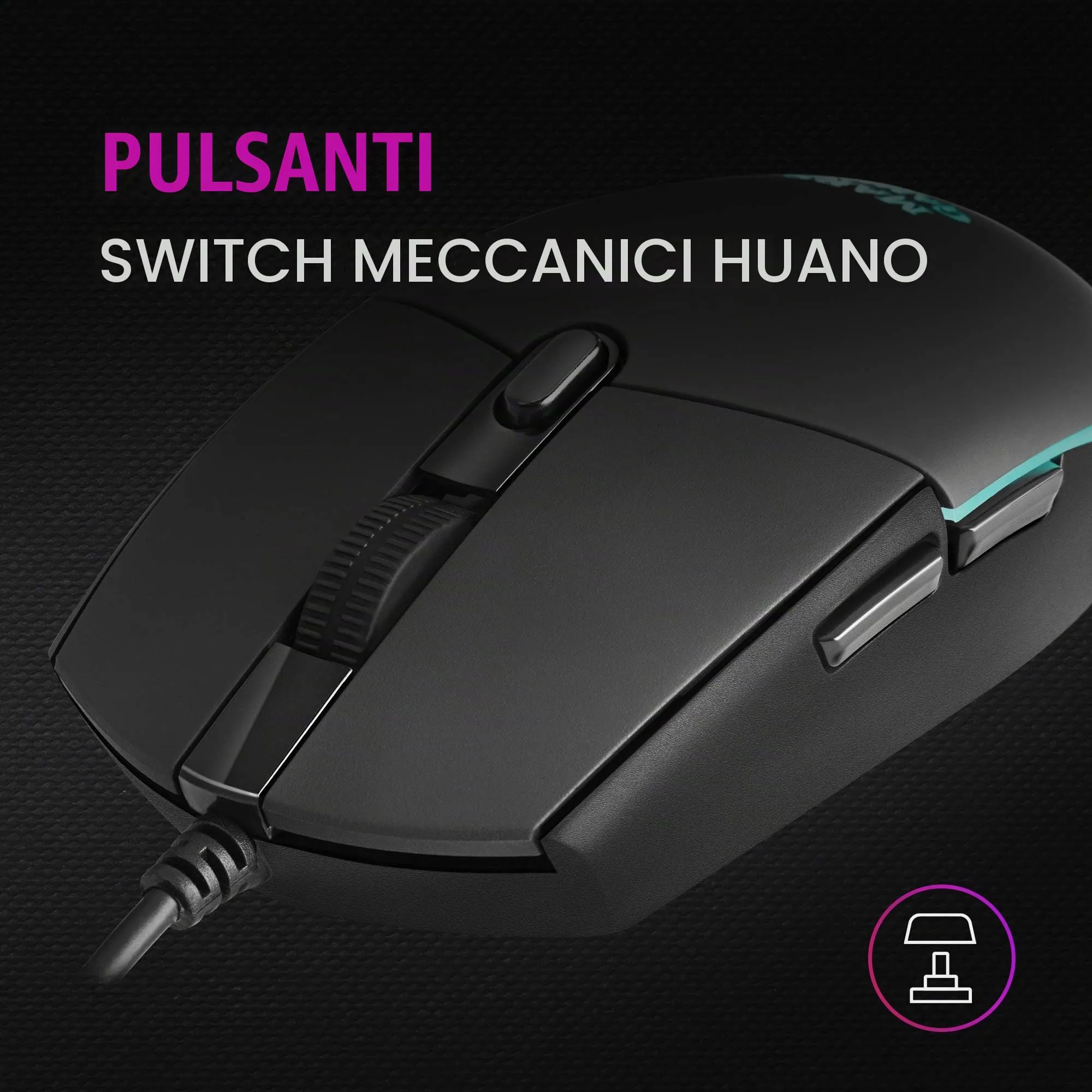 Mars Gaming MMG RGB Flow Gaming Mouse, 3200 DPI, Huano Mechanical Switches, 6 Buttons, Black - immagine 3