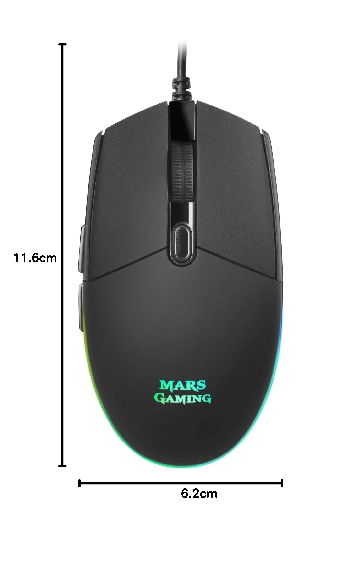 Mars Gaming MMG RGB Flow Gaming Mouse, 3200 DPI, Huano Mechanical Switches, 6 Buttons, Black - immagine 7