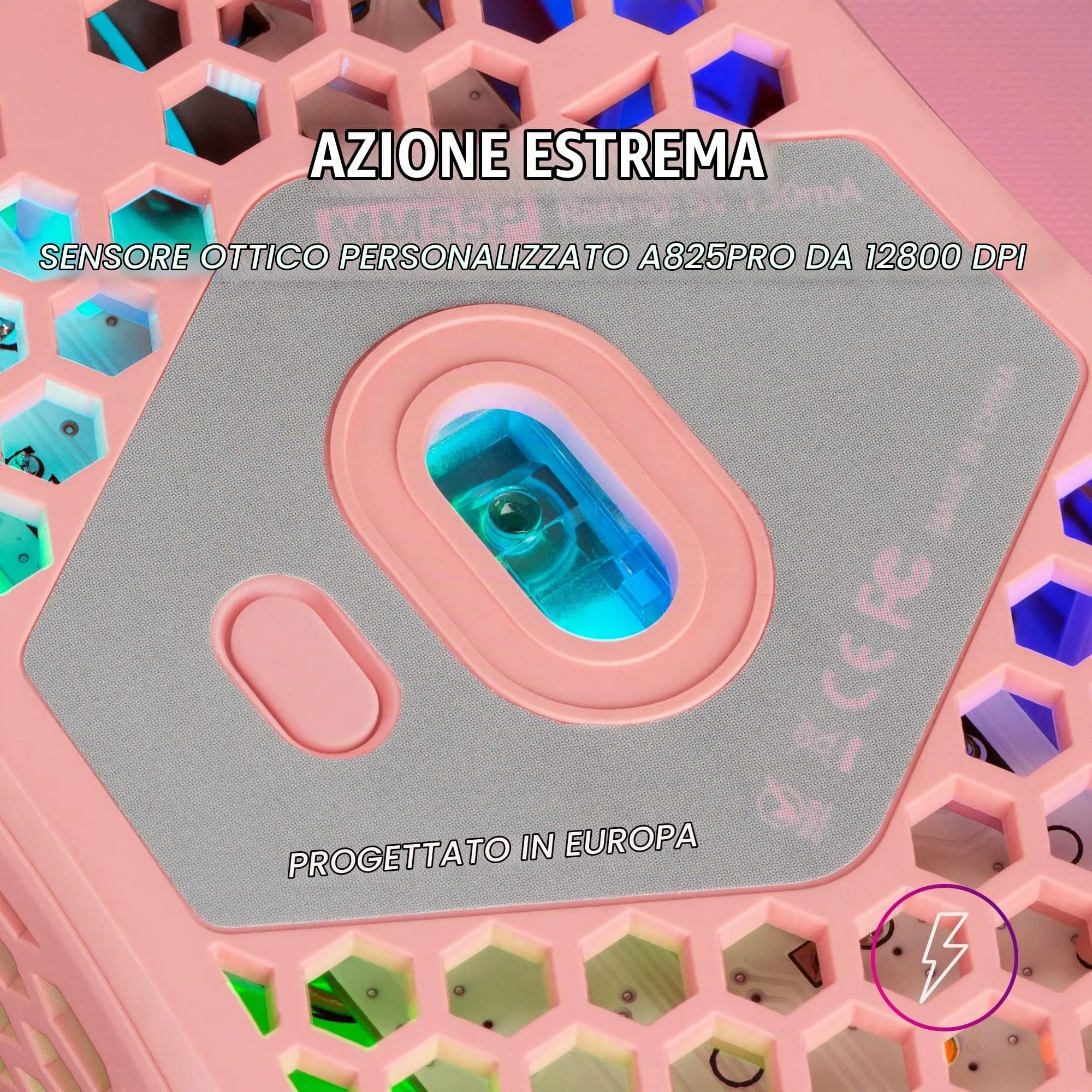 Mars Gaming MM55 Mouse Gaming RGB Chroma, 12800 DPI, Huano Switch Meccanici Programmabili, Rosa - immagine 5
