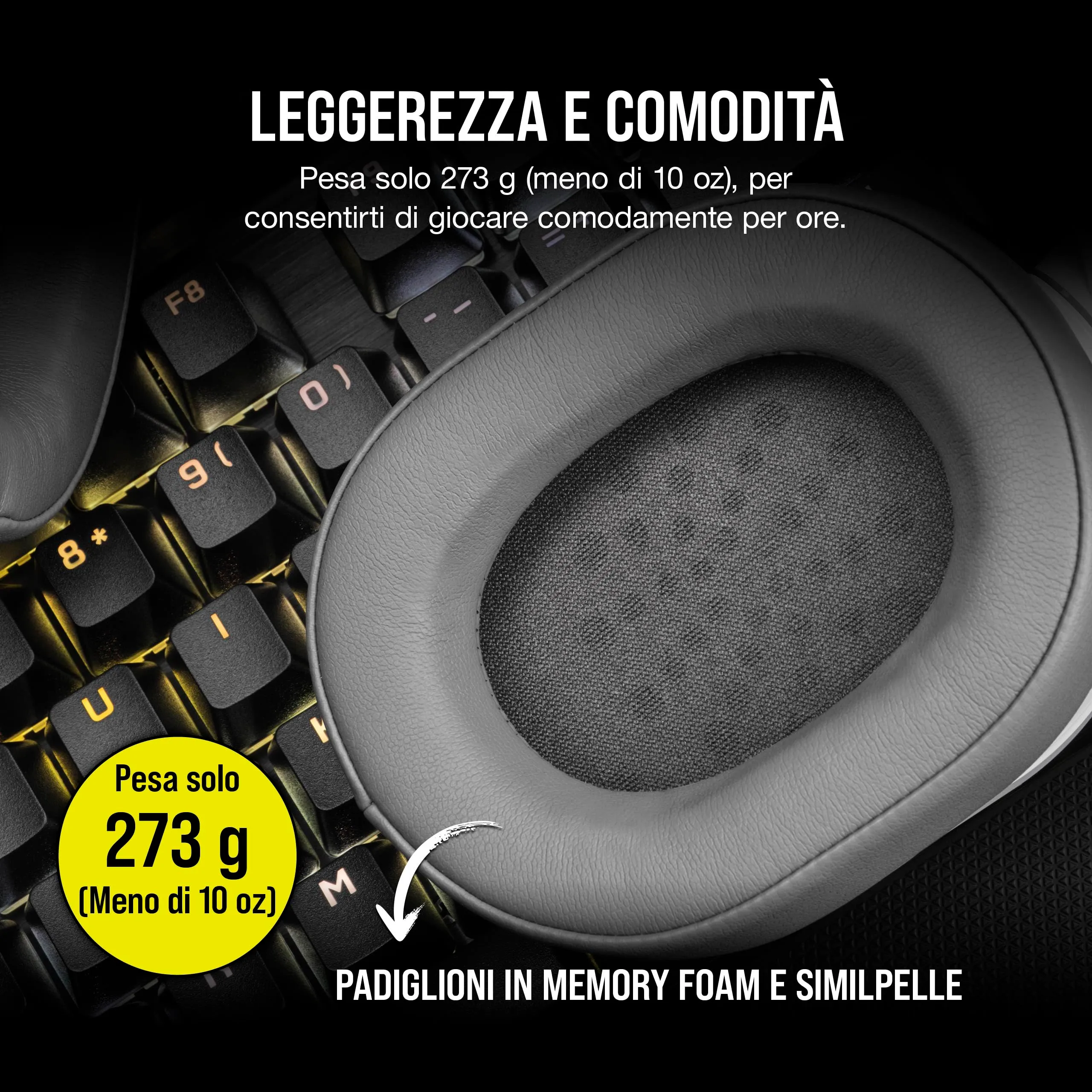 Corsair HS55 Surround Gaming Headset 7.1 - Bianco - immagine 4