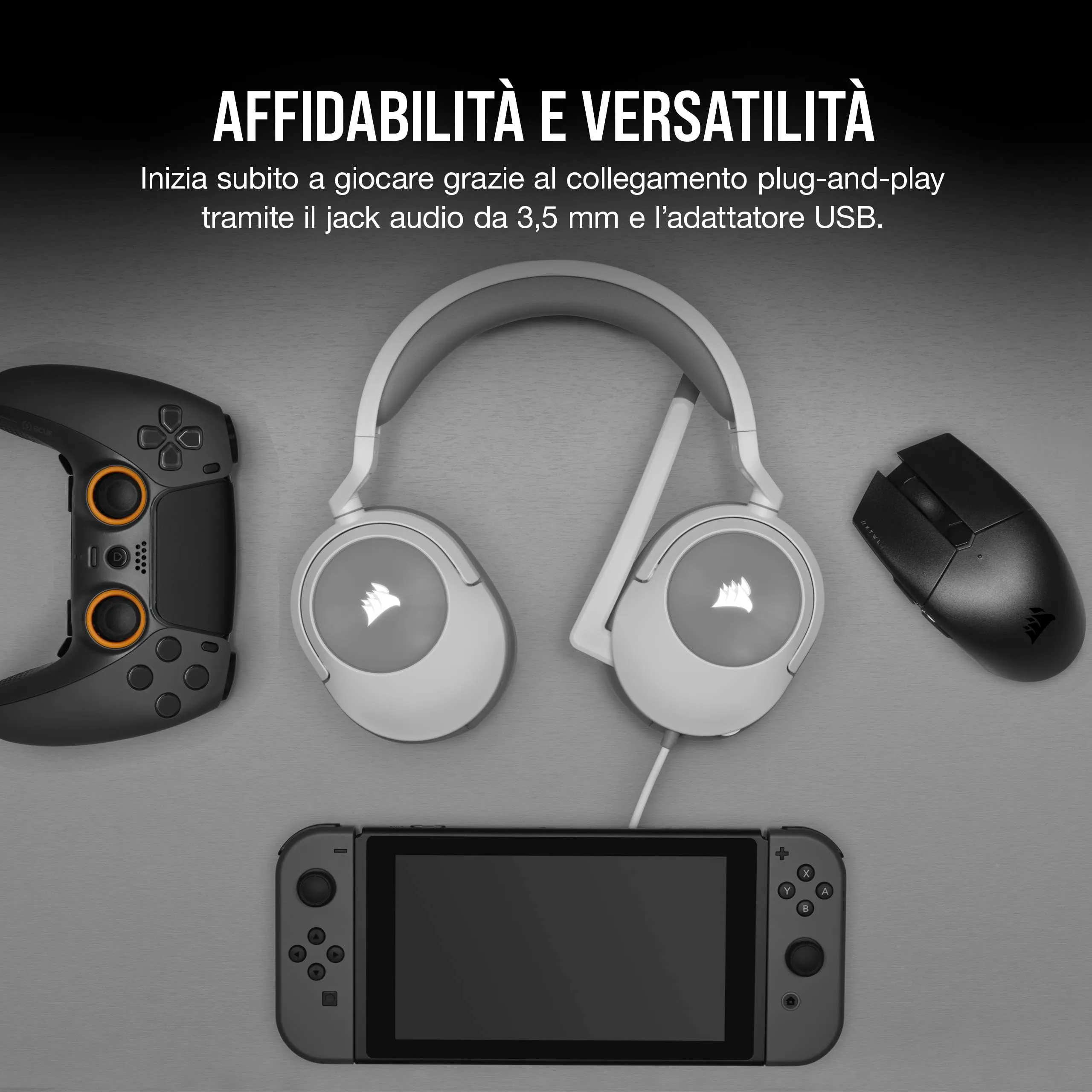 Corsair HS55 Surround Gaming Headset 7.1 - Bianco - immagine 5