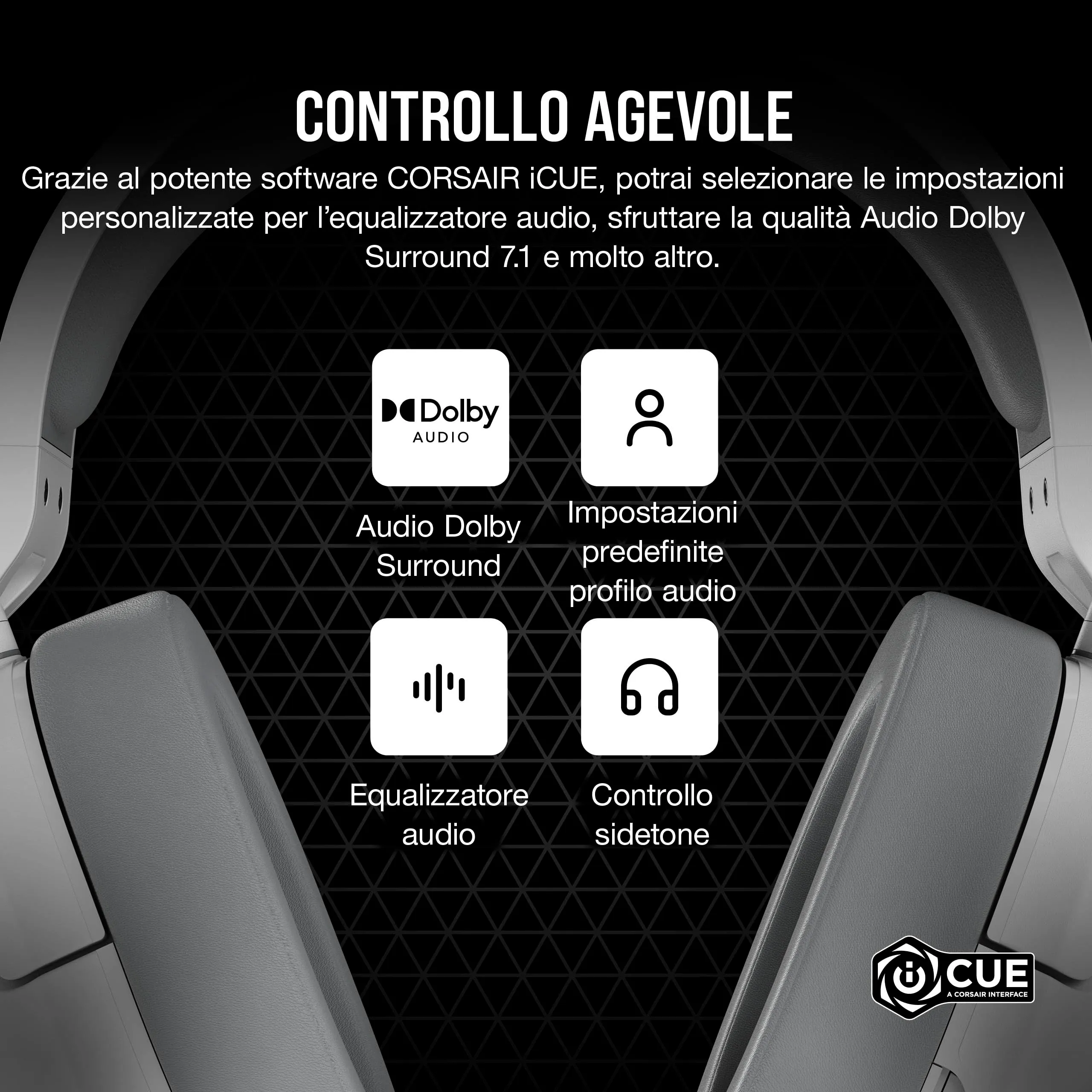 Corsair HS55 Surround Gaming Headset 7.1 - Bianco - immagine 6