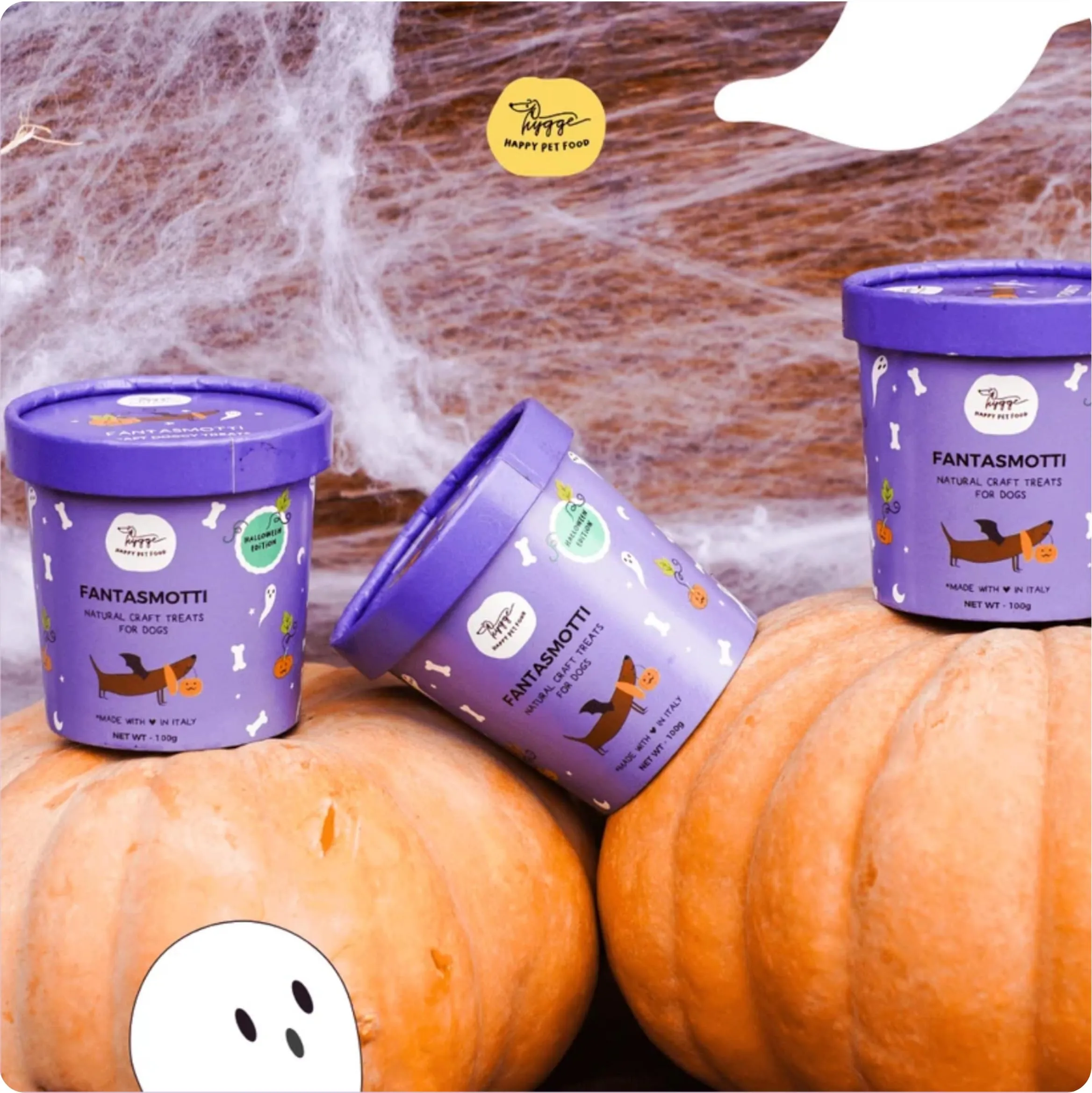 Hygge Dog Fantasmotti Biscotti di Halloween per Cani al Gusto Zucca, 3 Barattoli da 100 g - immagine 5
