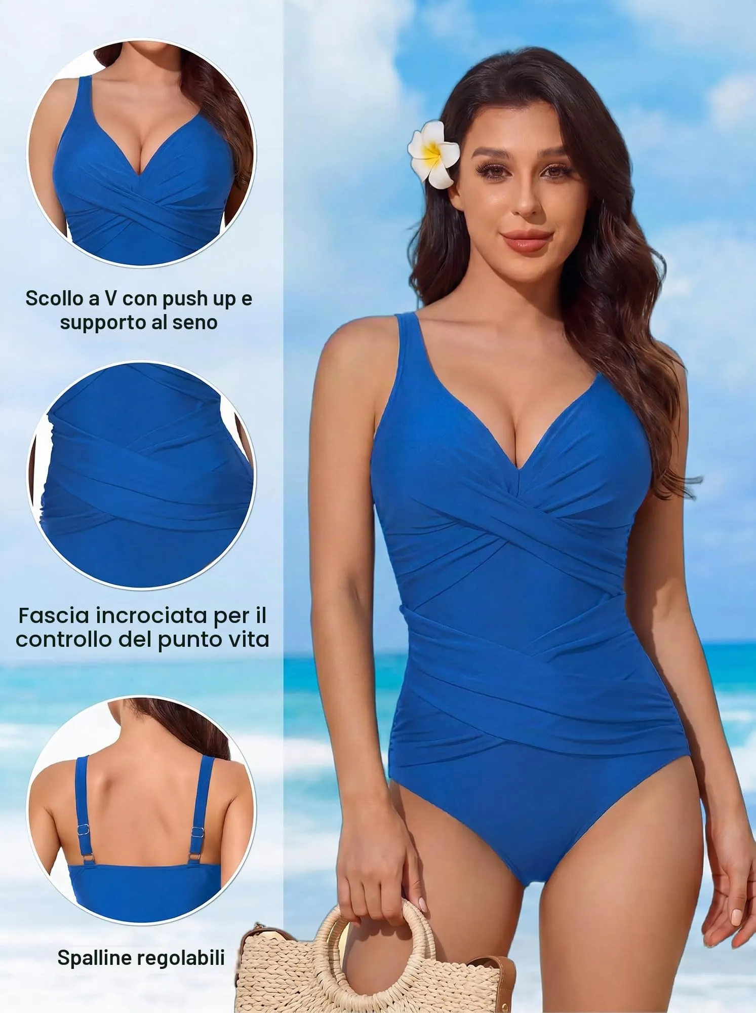 Smismivo Costume da Bagno Intero da Donna con Controllo della Pancia Push up e Halter Imbottito - immagine 5