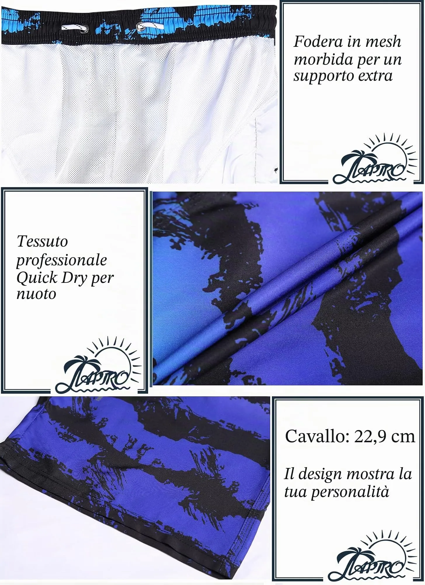APTRO Pantaloncini da Bagno Uomo Stampa Hawaiana S1803 Grigio 4XL - immagine 4