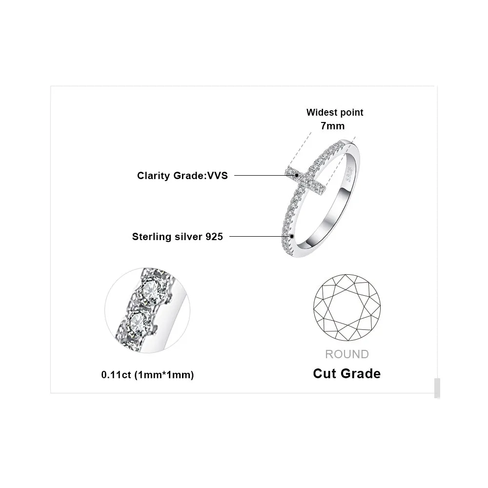 JewelryPalace Anello da donna con croce in argento Sterling 925 e zirconia cubica CZ 0.11 ct, EU-BR34949907 - immagine 2
