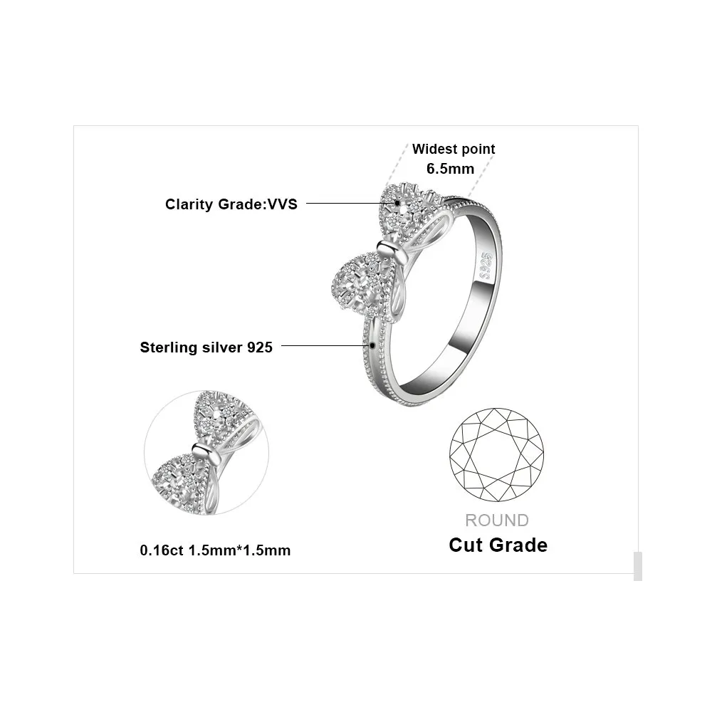 JewelryPalace Anello Donna Argento 925 Farfalla Nodo con Diamante Simulato, Taglia 7 - immagine 2