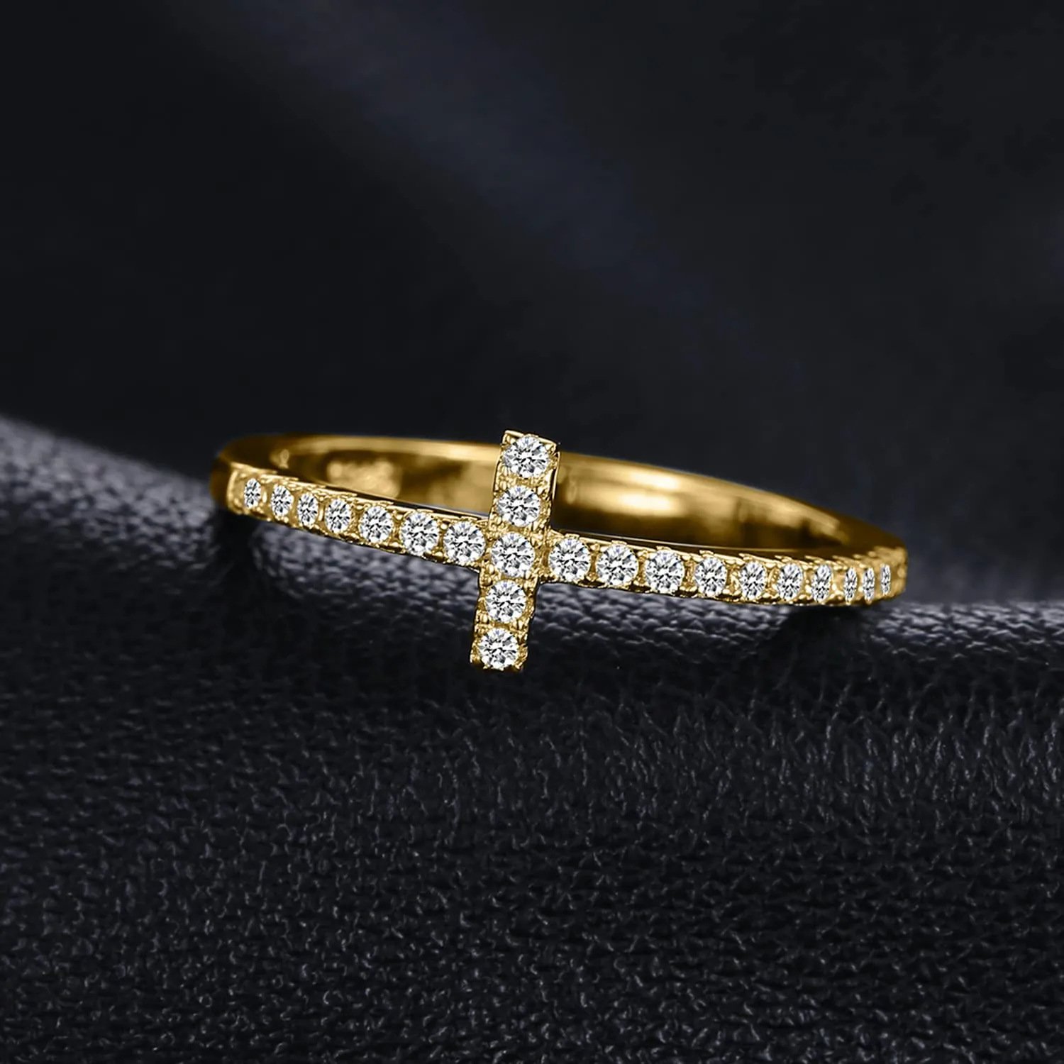 JewelryPalace Anello Donna in Argento 925 con Croce Laterale e Diamanti Simulati, Taglia 16 - immagine 2