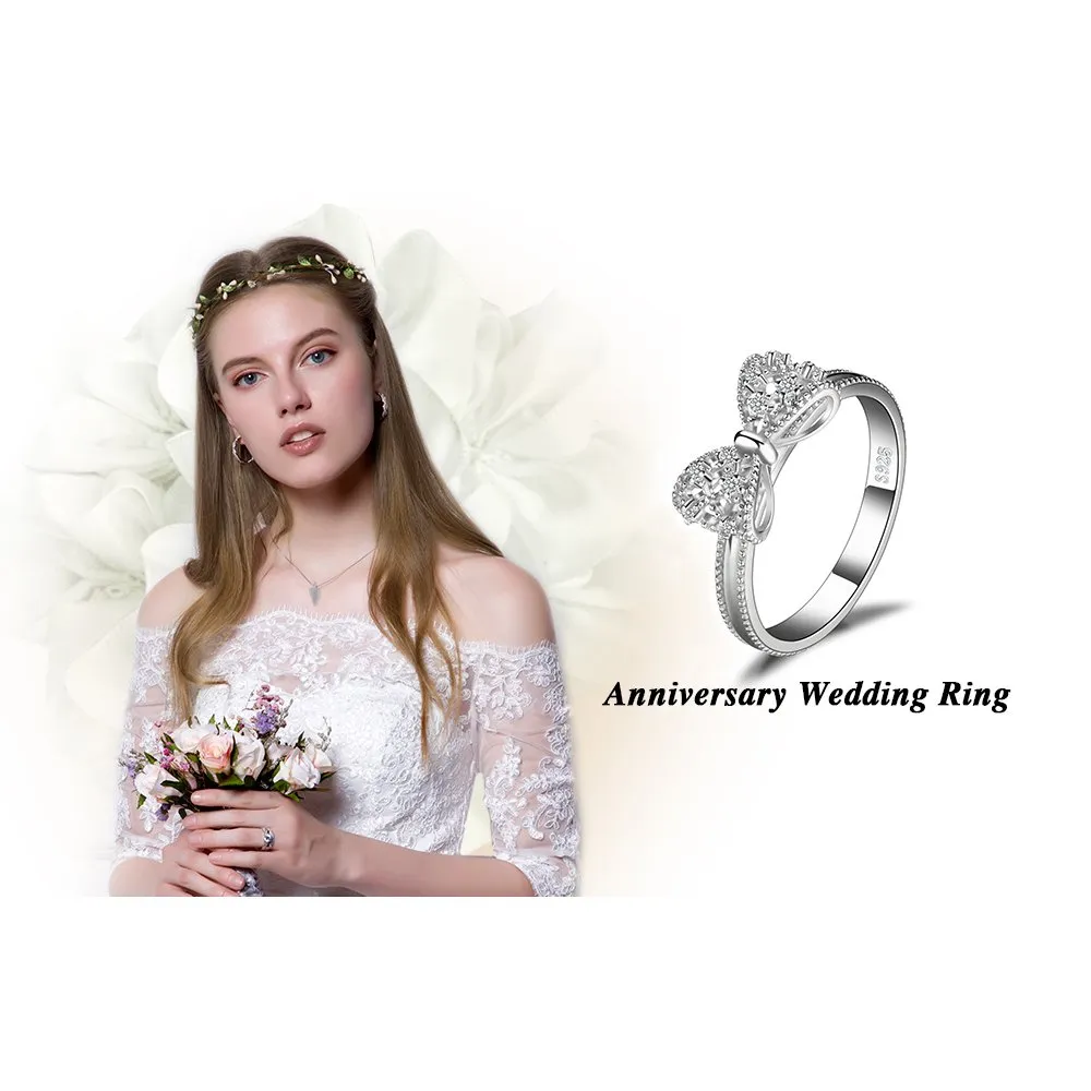 JewelryPalace Anello Donna in Argento 925 con Diamanti Simulati, Modello Farfalla Nodo, Taglia 13 - immagine 6