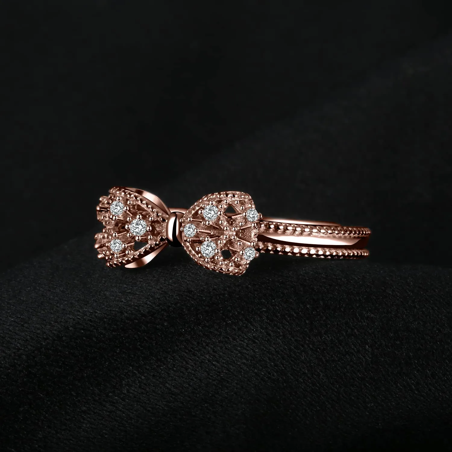 JewelryPalace Anello Donna Farfalla Nodo in Oro Rosa 14K con Diamanti Simulati, Misura 10.5 - immagine 5