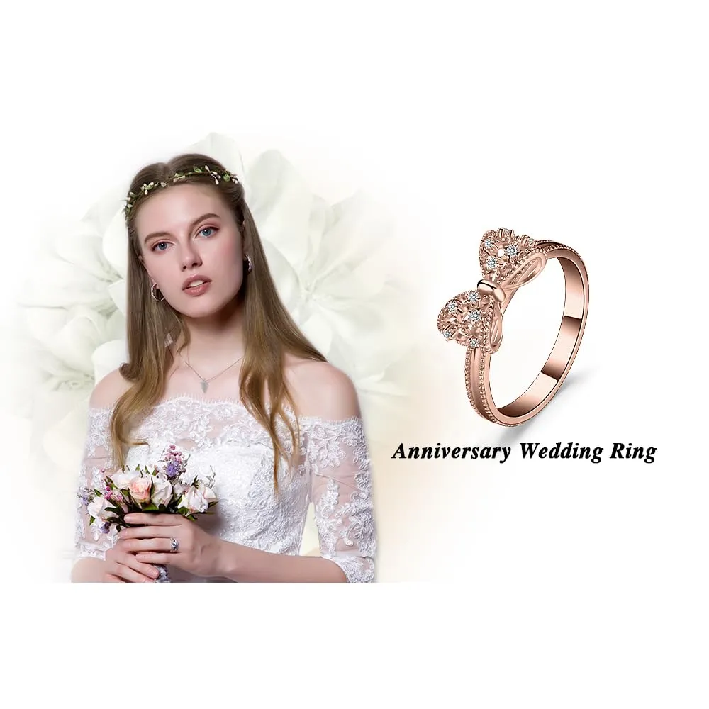JewelryPalace Anello Donna Farfalla Nodo in Oro Rosa 14K con Diamanti Simulati, Misura 11.5 - immagine 6