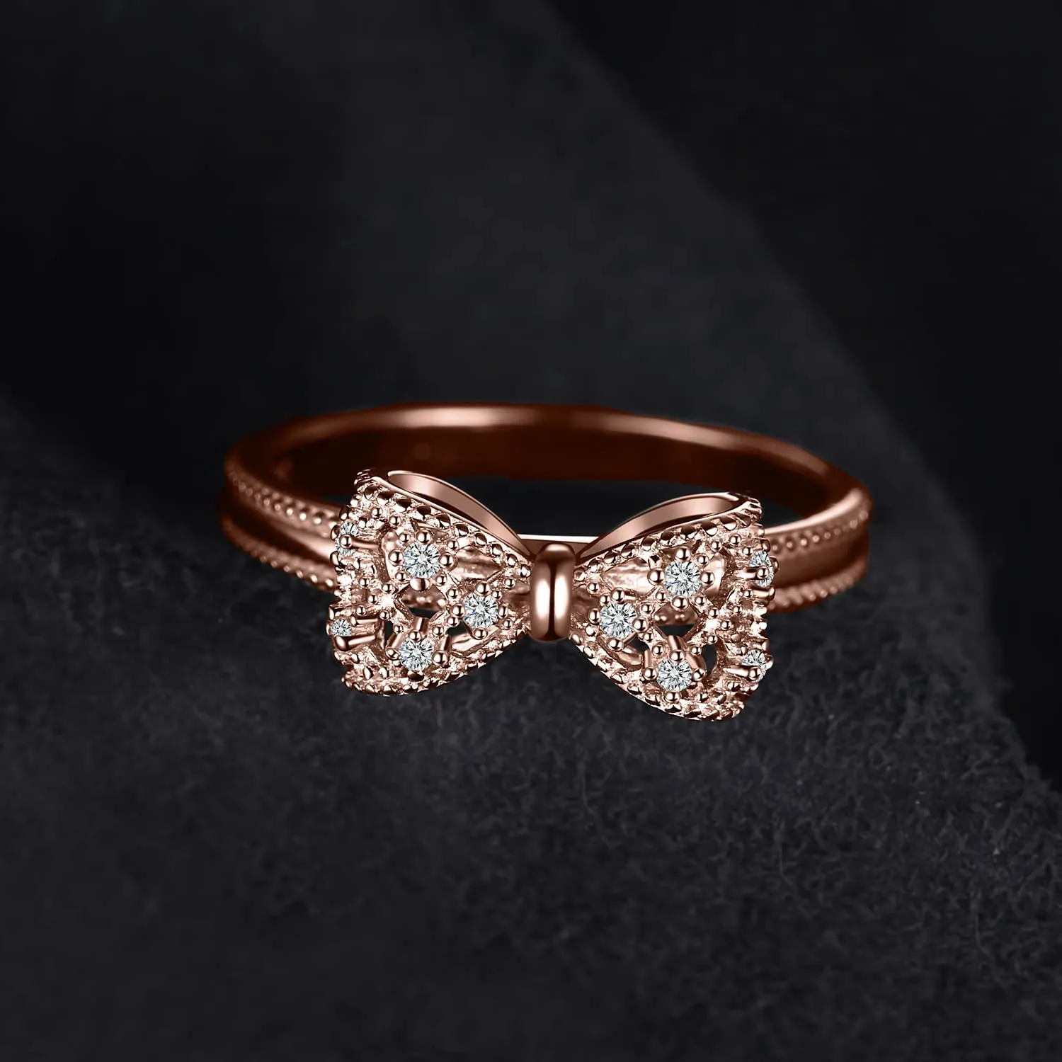 JewelryPalace Anello Donna Farfalla Nodo in Oro Rosa 14K con Diamanti Simulati, Misura 22 - immagine 3