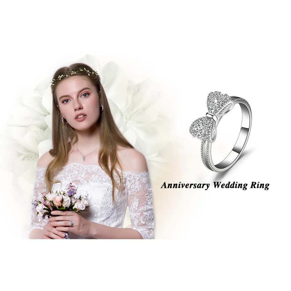 JewelryPalace Anello Donna placcato oro bianco 14K con Diamanti Simulati, Design Farfalla Nodo, Misura 16 - immagine 6