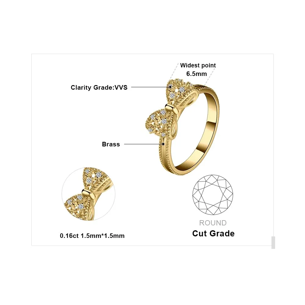 JewelryPalace Anello Donna Placcato Oro Giallo 14K con Farfalla e Diamanti Simulati, Misura 9.5 - immagine 2