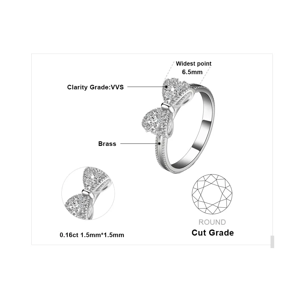JewelryPalace Anello Donna Placcato Oro Bianco 14K con Farfalla e Diamanti Simulati, Misura 19.5 - immagine 2