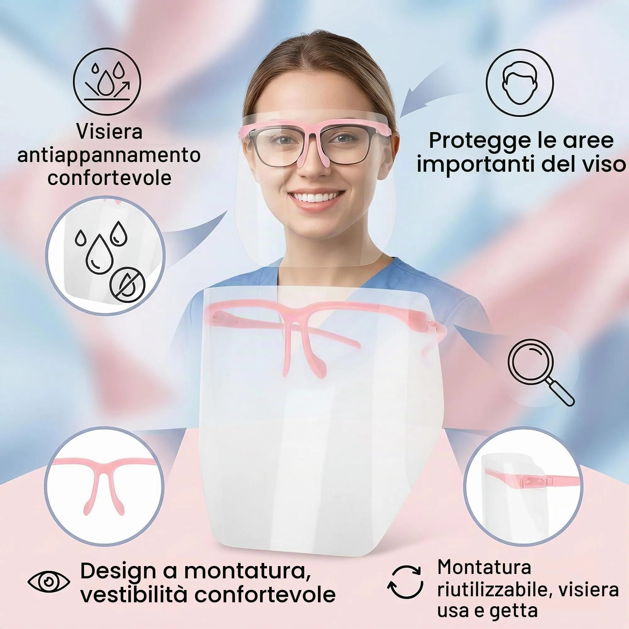 Cocoarm Visiera Protettiva Antiappannamento Regolabile, Kit 10 Pezzi - immagine 2