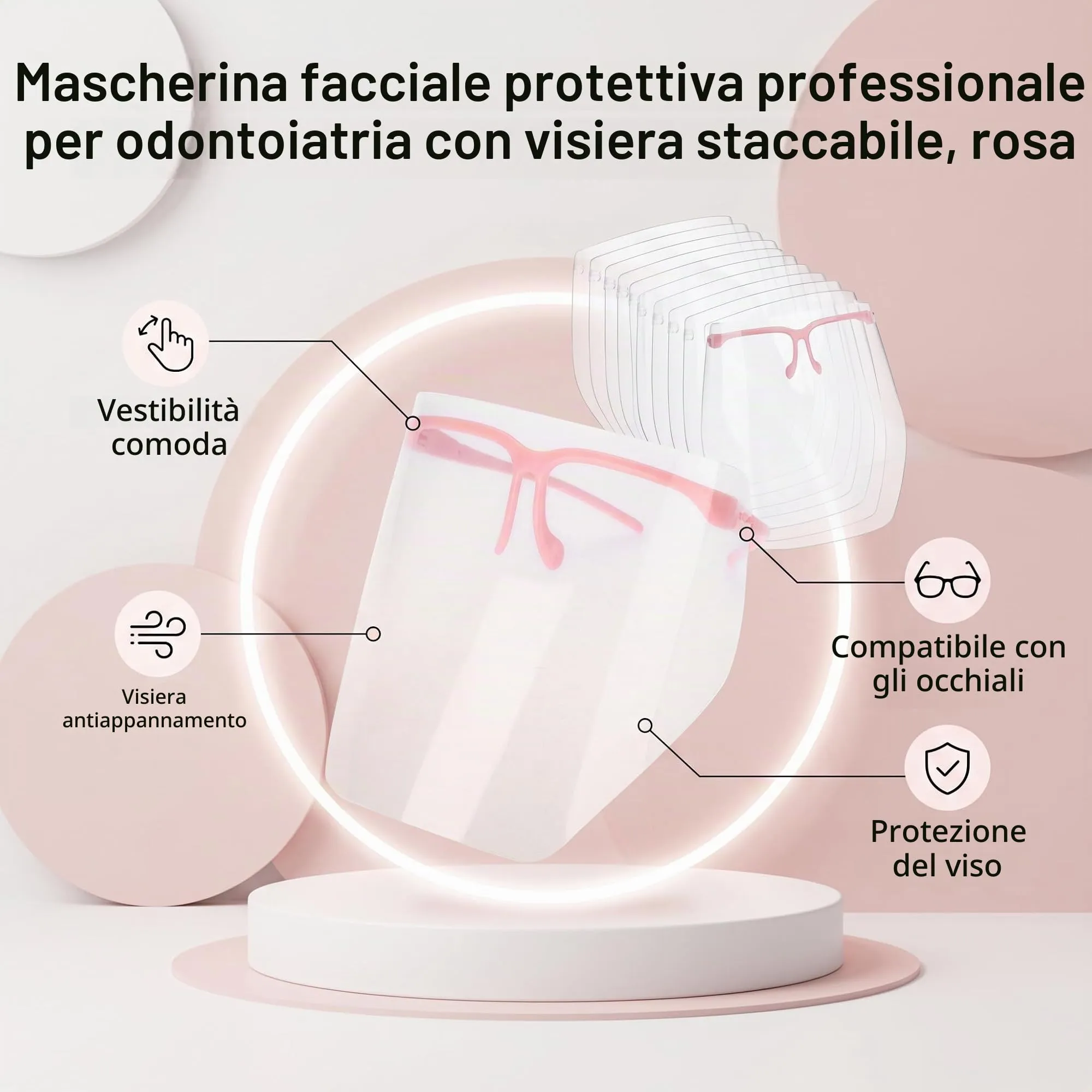 Cocoarm Visiera Protettiva Antiappannamento Regolabile, Kit 10 Pezzi - immagine 5