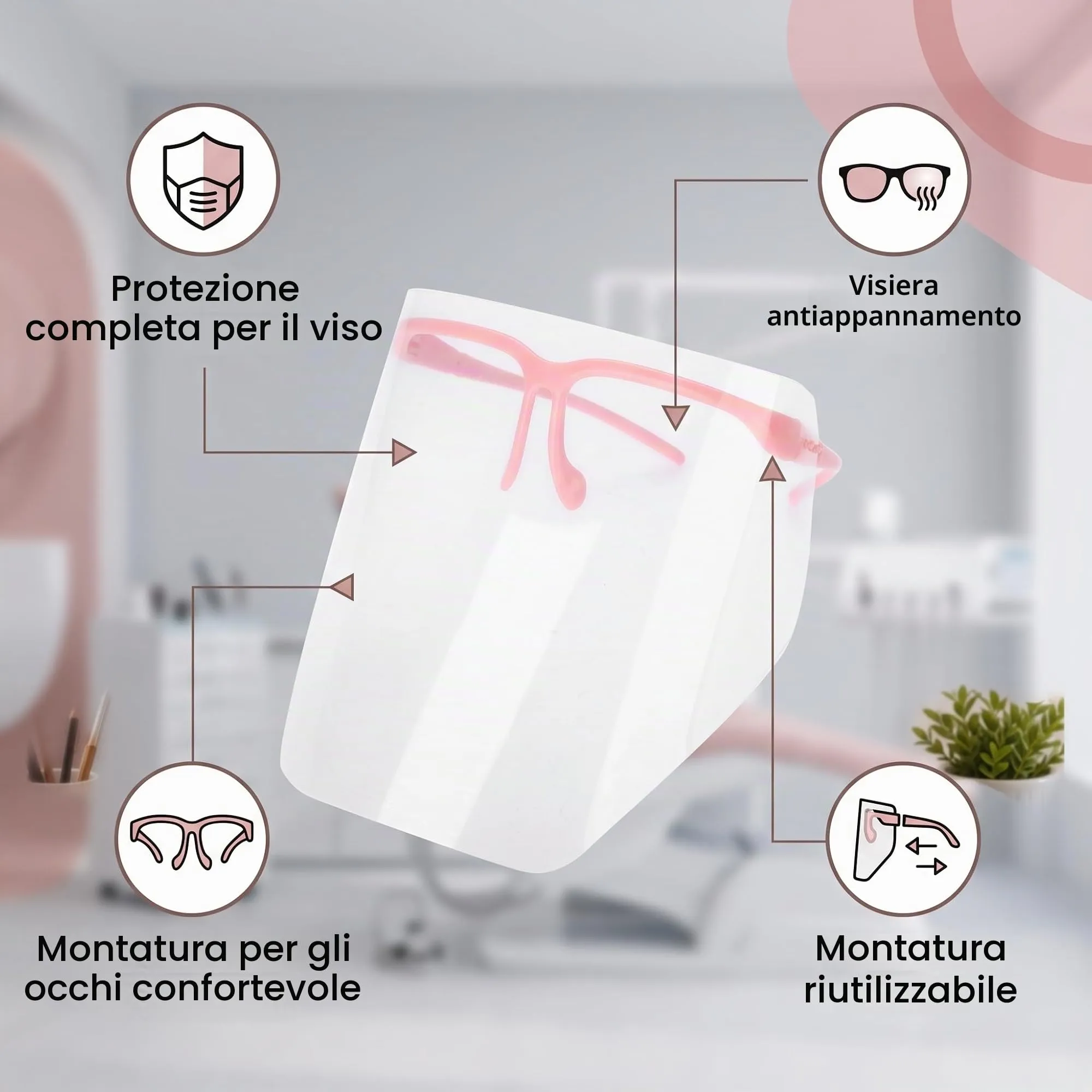 Cocoarm Visiera Protettiva Antiappannamento Regolabile, Kit 10 Pezzi - immagine 7