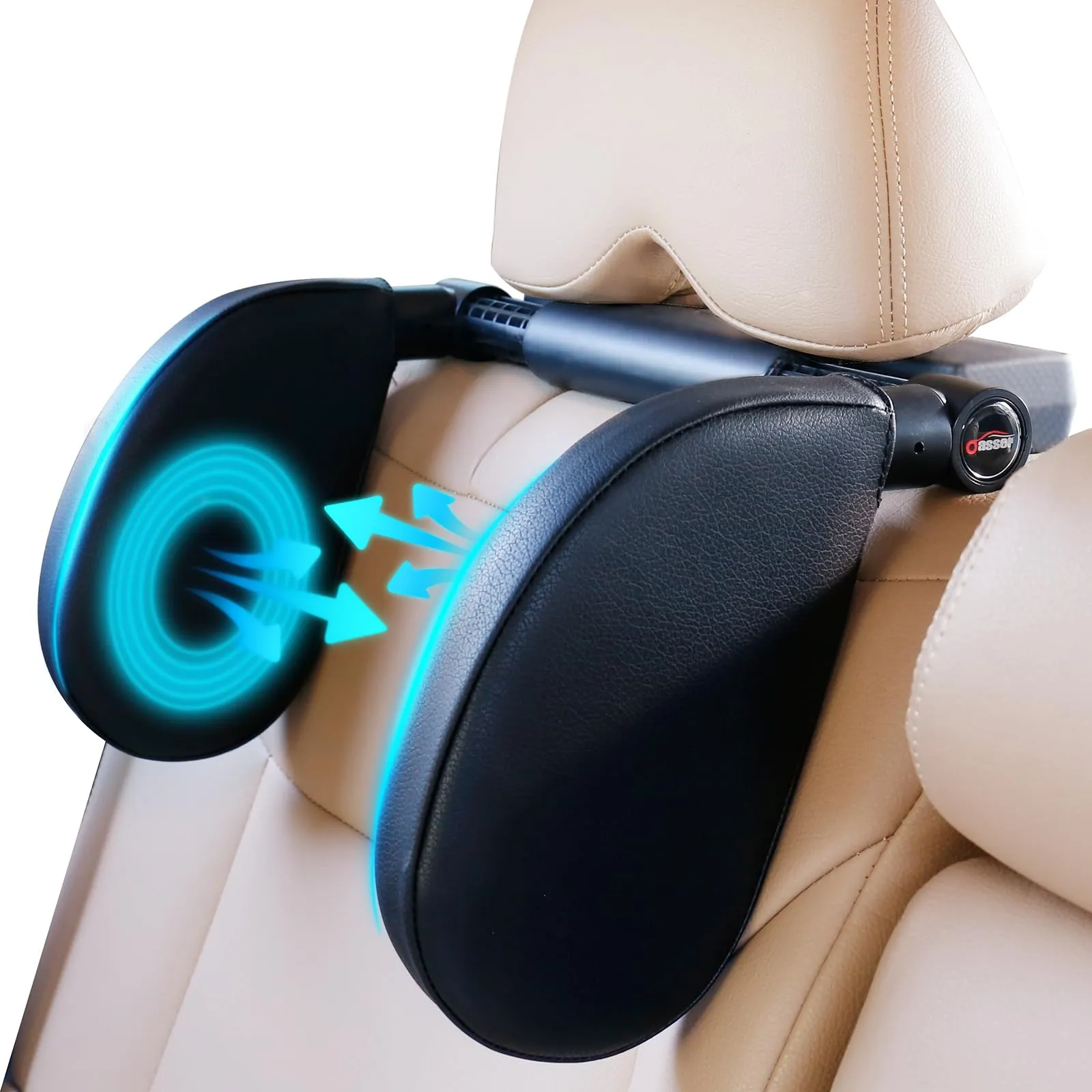 oasser Poggiatesta Auto Regolabile 360° per Bambini e Adulti CA1 Nero - immagine 1