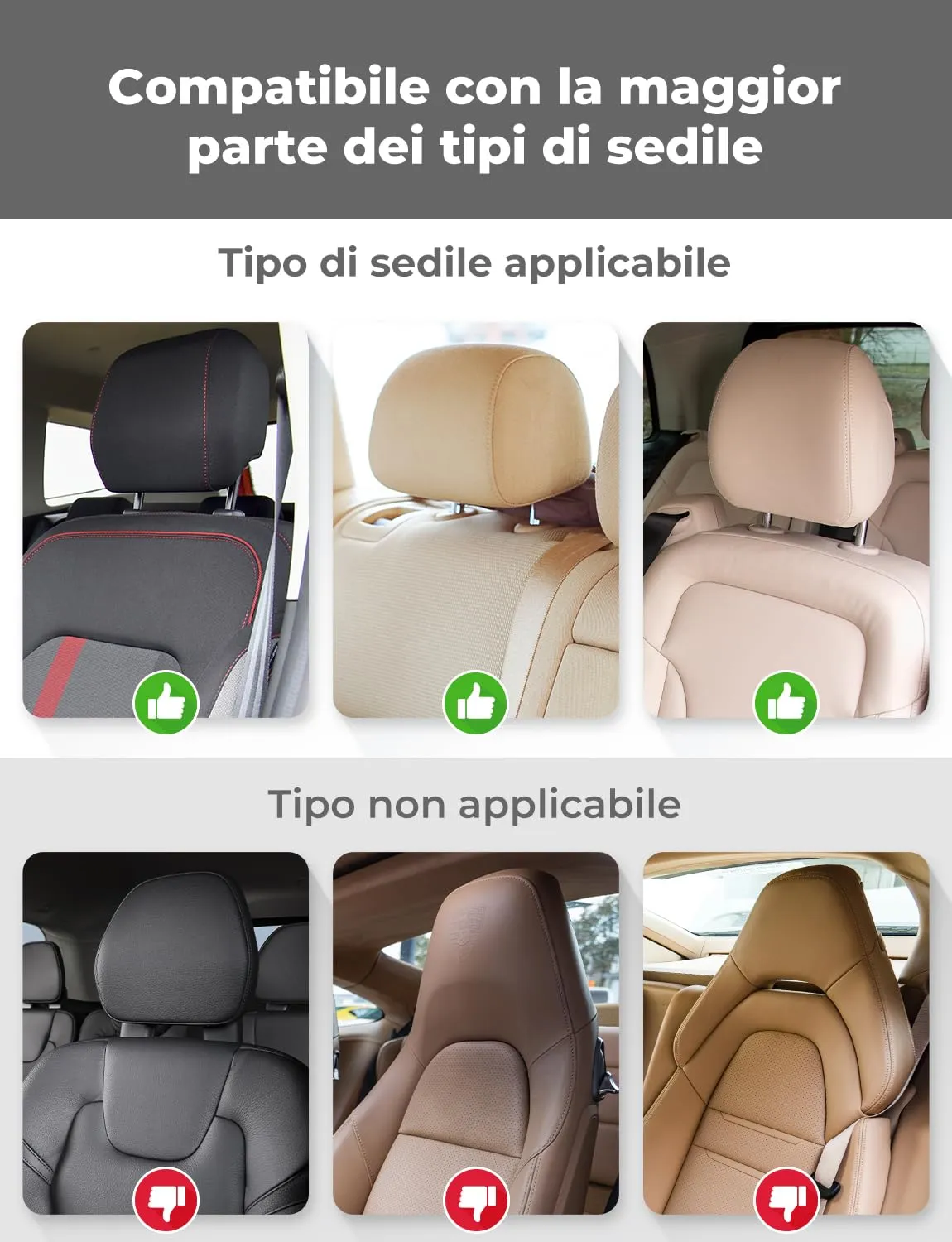 oasser Poggiatesta Auto Regolabile 360° per Bambini e Adulti CA1 Nero - immagine 6