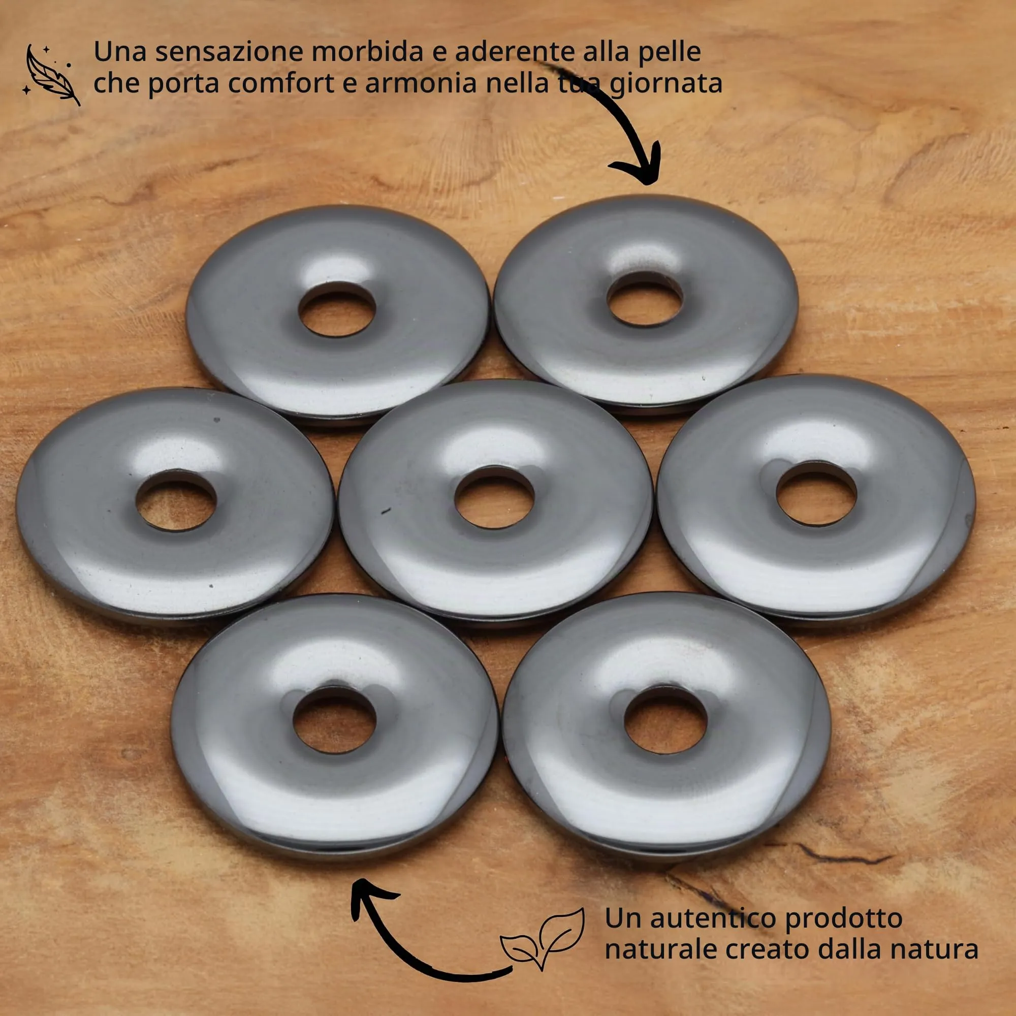 Lebensquelle Plus Donut in Pietra Preziosa 30 mm con Cordoncino in Cotone e Scheda Pietra - immagine 3