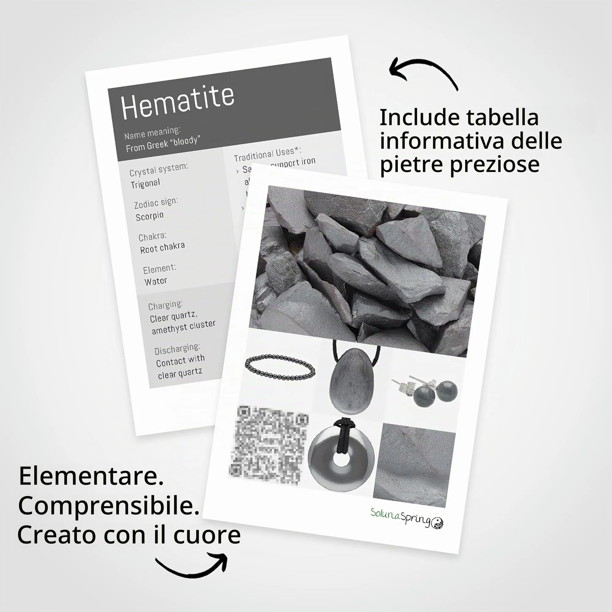 Lebensquelle Plus Donut in Pietra Preziosa 30 mm con Cordoncino in Cotone e Scheda Pietra - immagine 4
