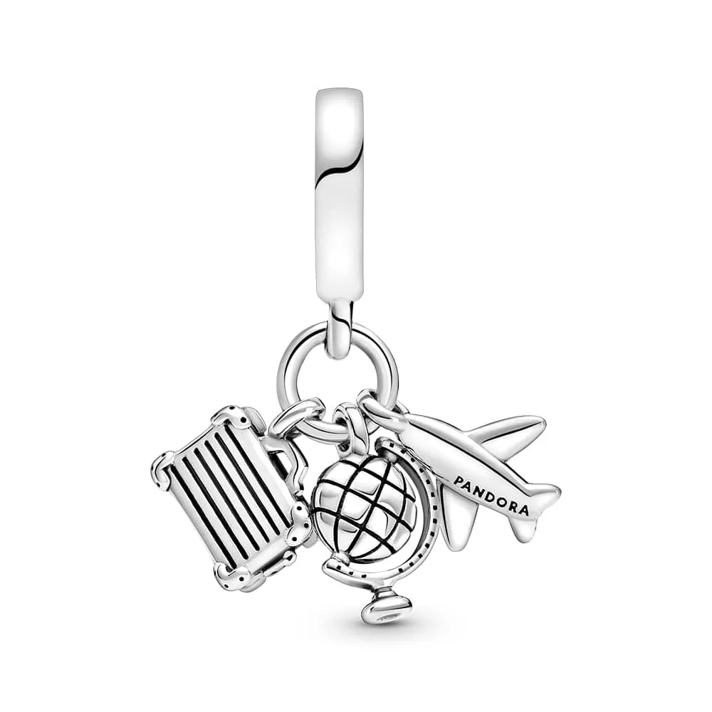 Pandora Ciondolo in argento 925 con smalto rosa a forma di aeroplano, globo e valigia 799435C01 - immagine 2