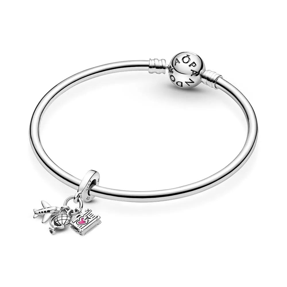Pandora Ciondolo in argento 925 con smalto rosa a forma di aeroplano, globo e valigia 799435C01 - immagine 5