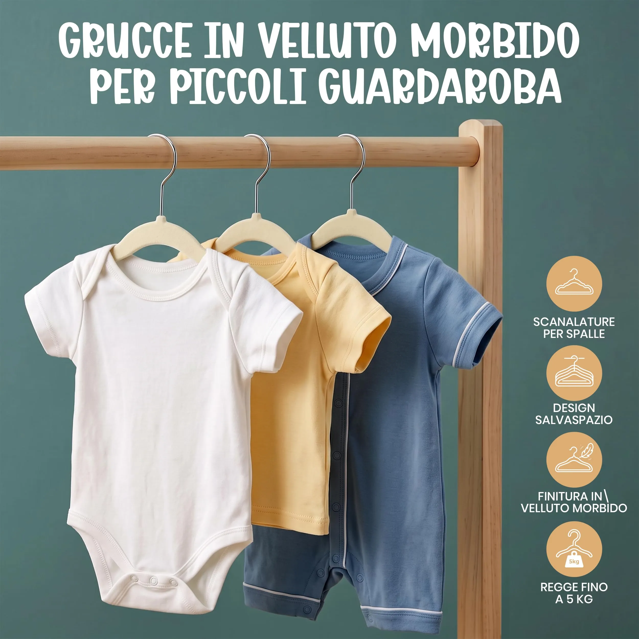 Utopia Home Grucce in Velluto per Bambini, Avorio, Confezione da 50 - immagine 2